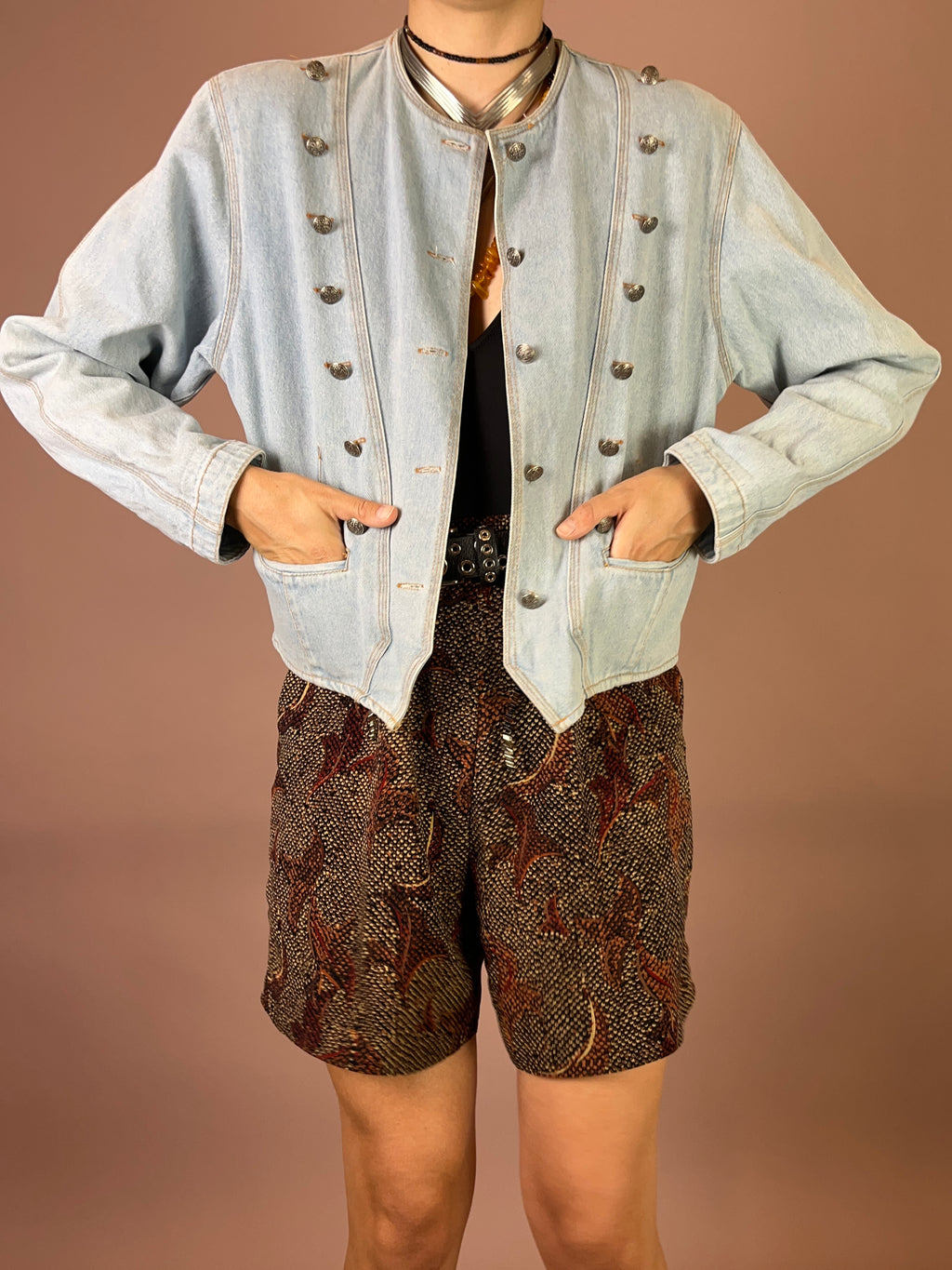 Jeansjacke Hellblau Silber Nieten Gr. 38