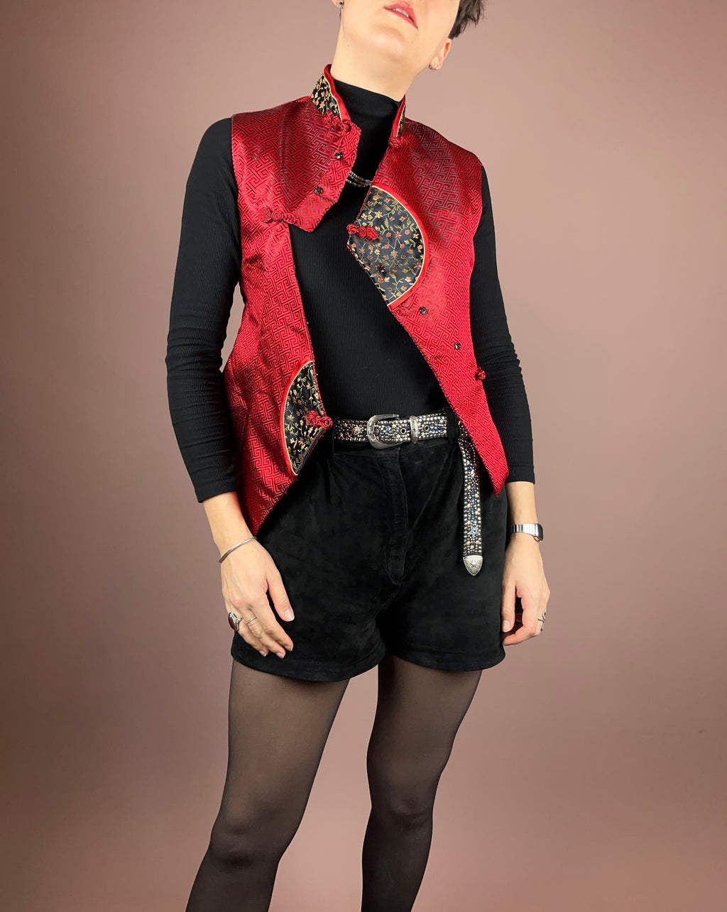 Blouse Asia Red Silk Gr. 32/34