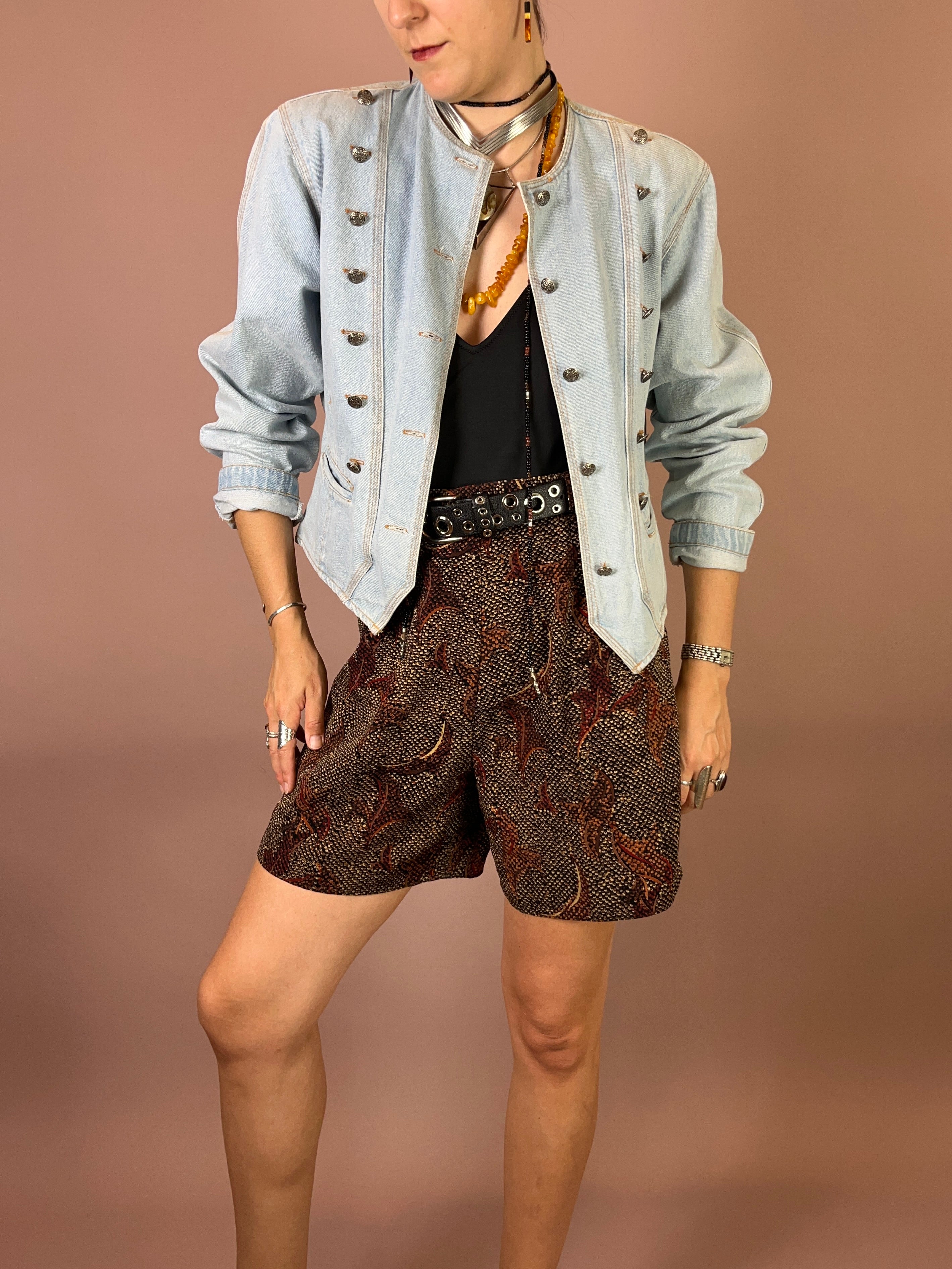 Jeansjacke Hellblau Silber Nieten Gr. 38