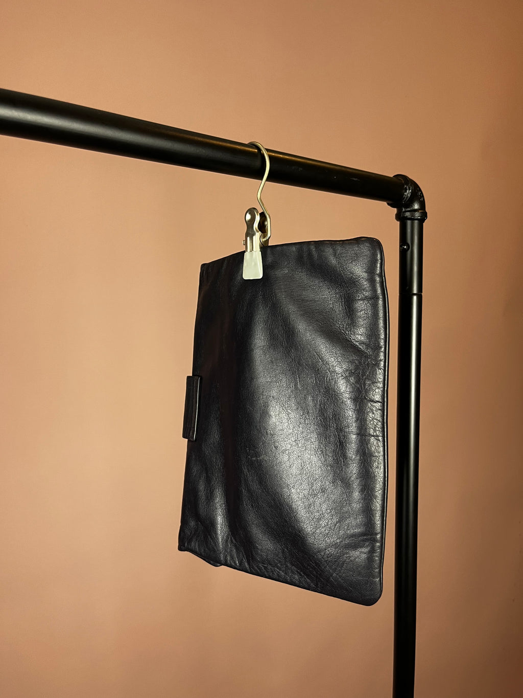 Clutch Leather Bag Midnightblue Letter