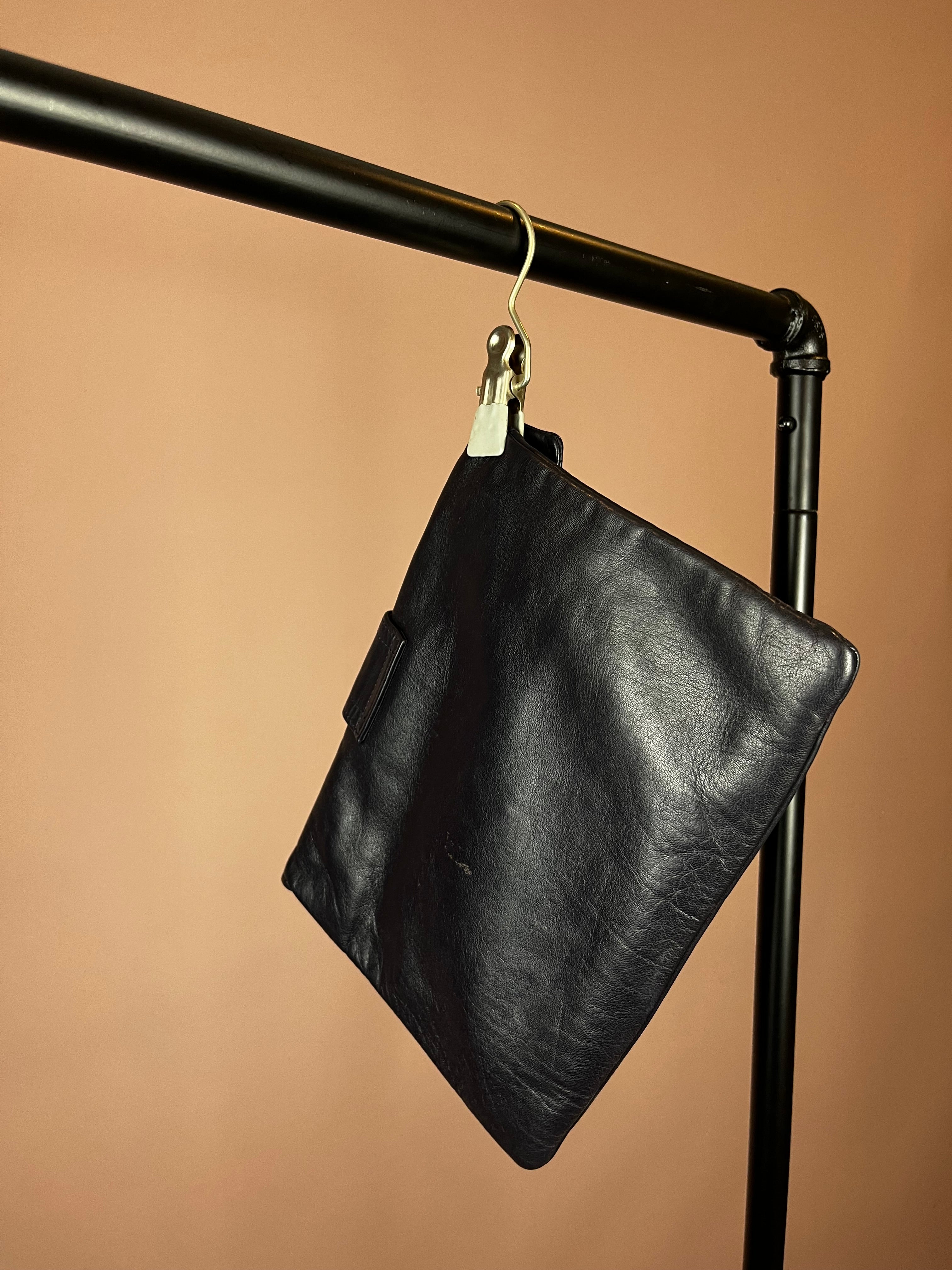 Clutch Leather Bag Midnightblue Letter