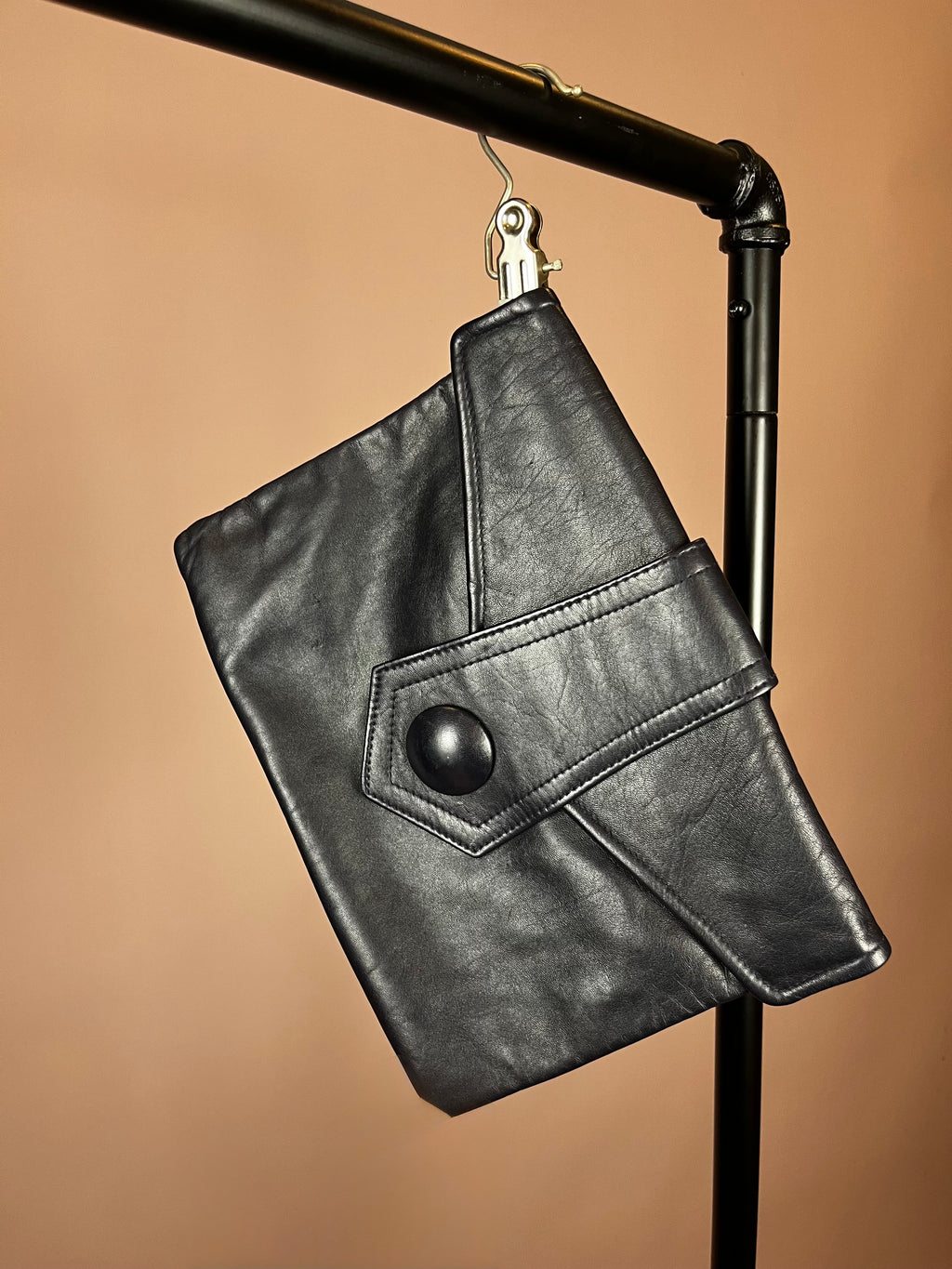 Clutch Leather Bag Midnightblue Letter