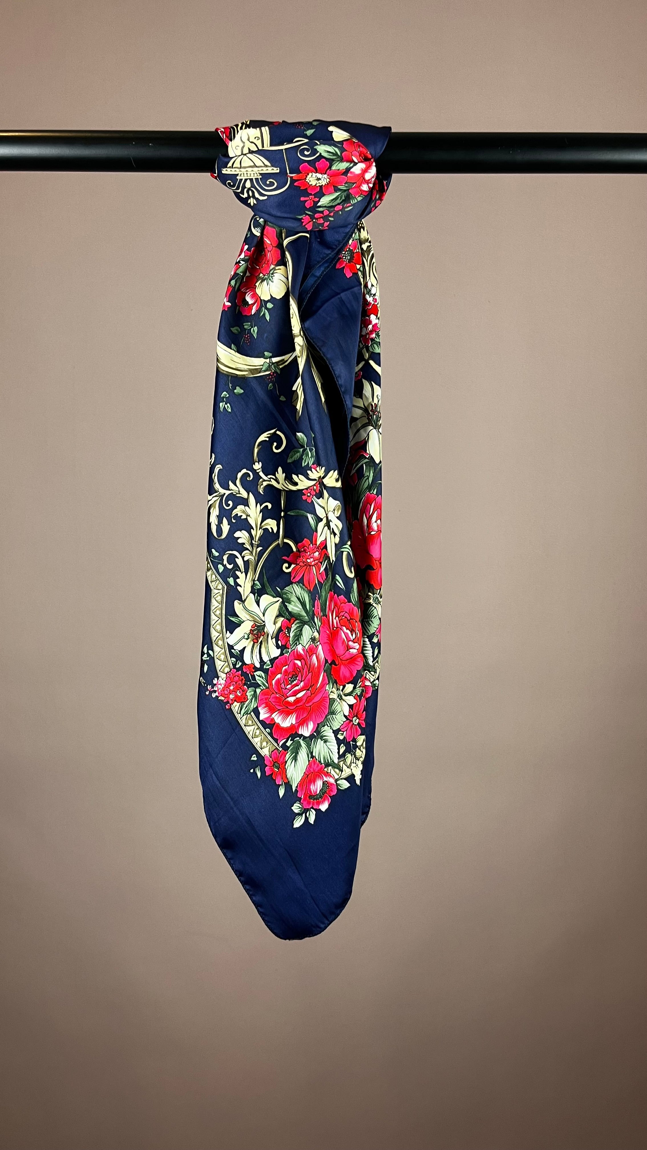 Scarf Dark Blue Roses