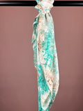 Silk Scarf Beige Batik Turquoise