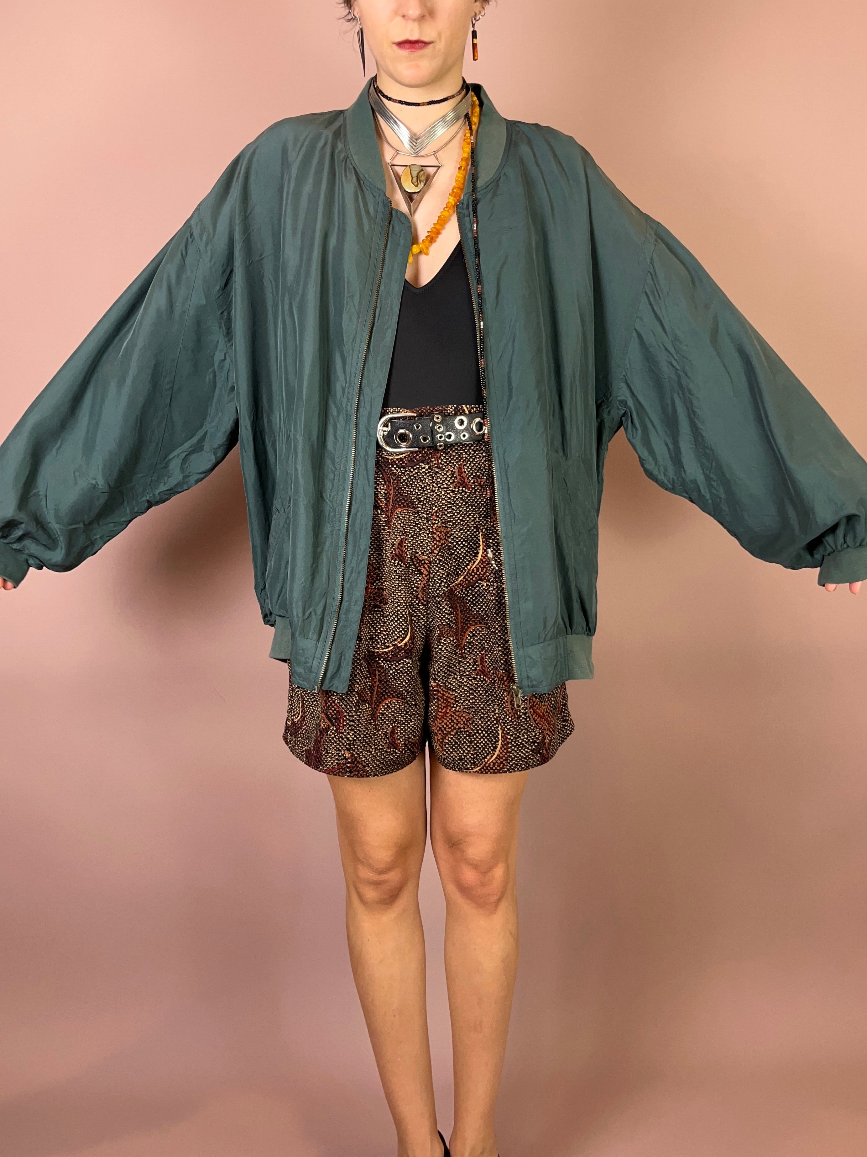 Seidenbomber Oversized Petrol Gr. XL