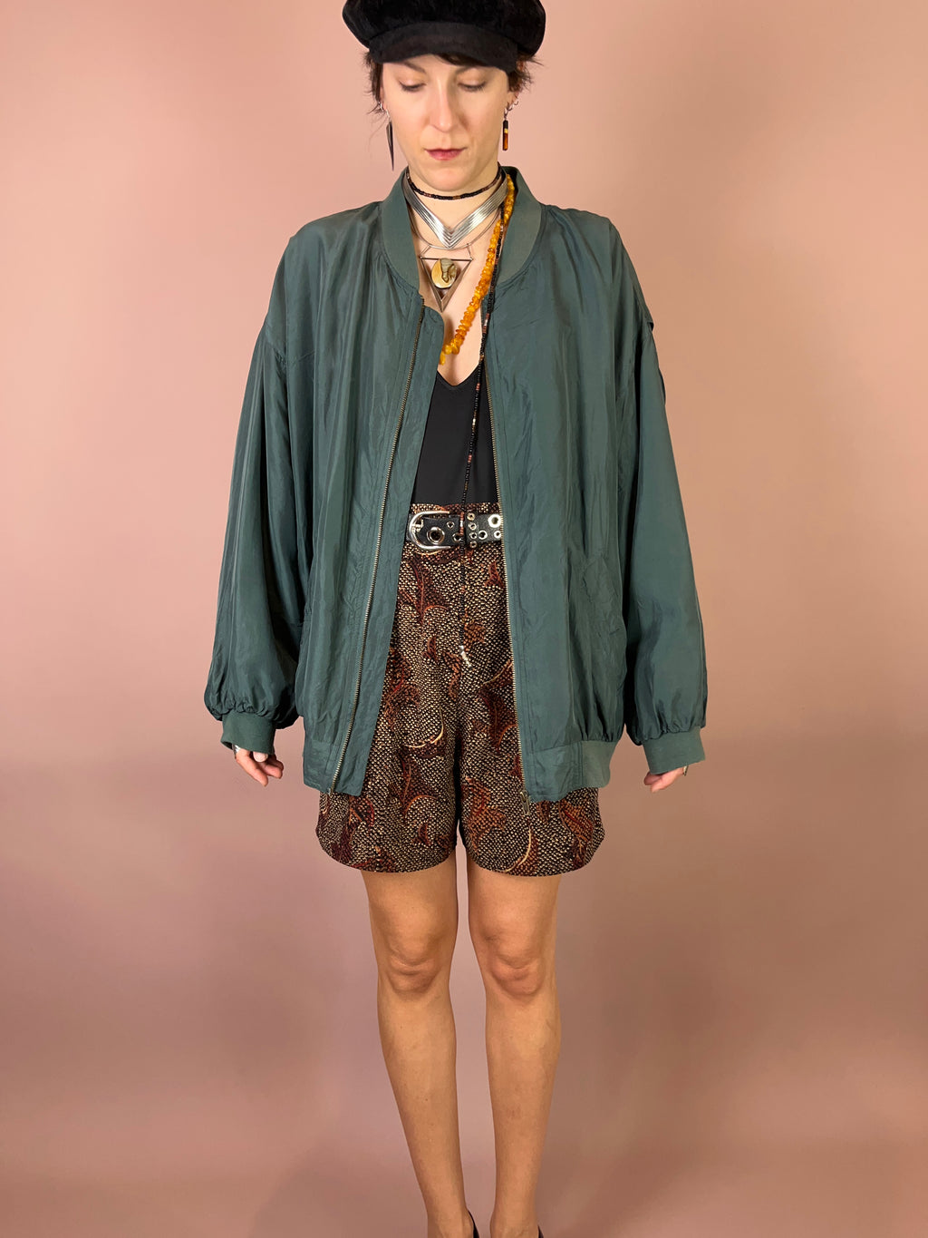 Seidenbomber Oversized Petrol Gr. XL