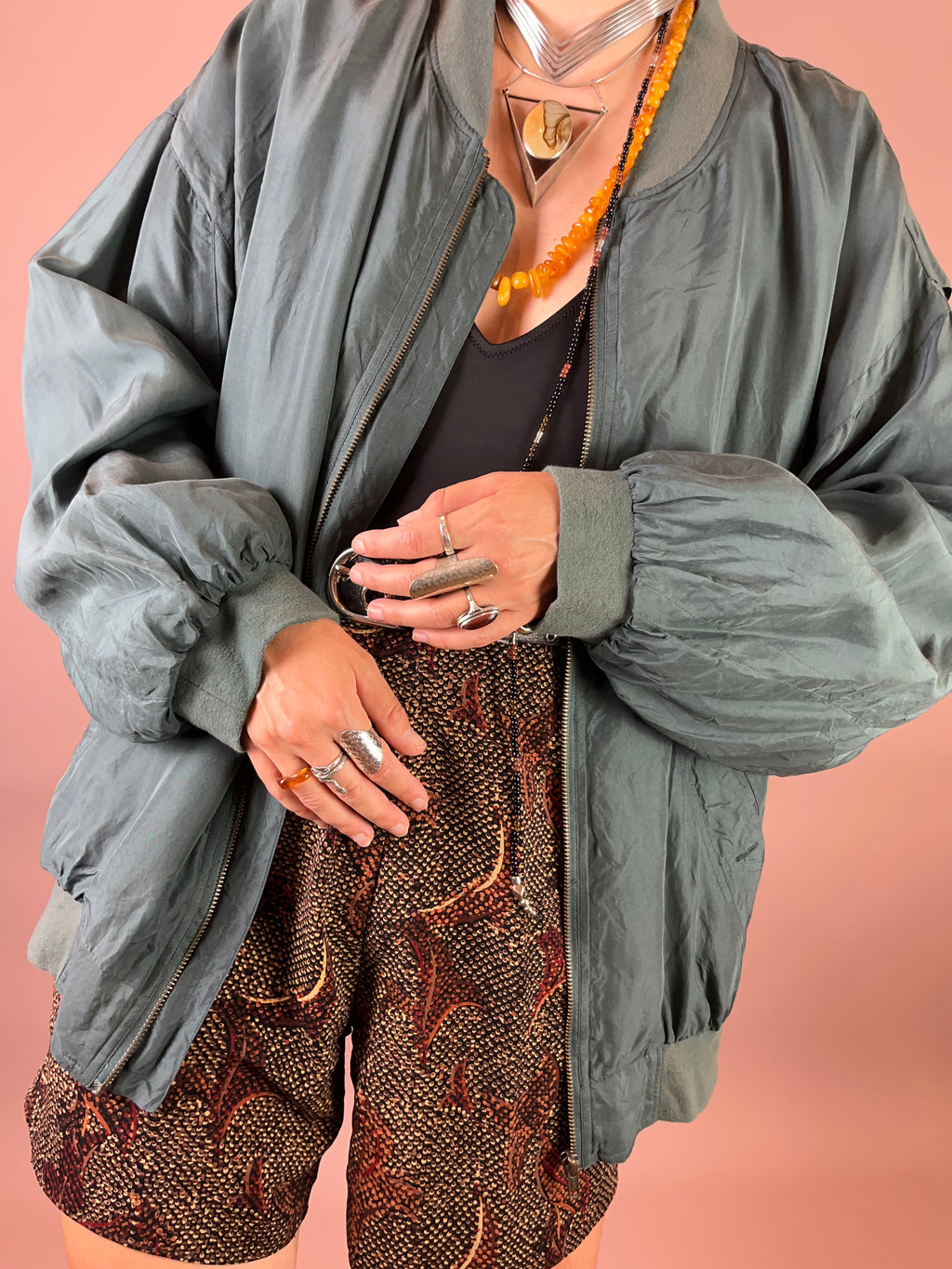 Seidenbomber Oversized Petrol Gr. XL