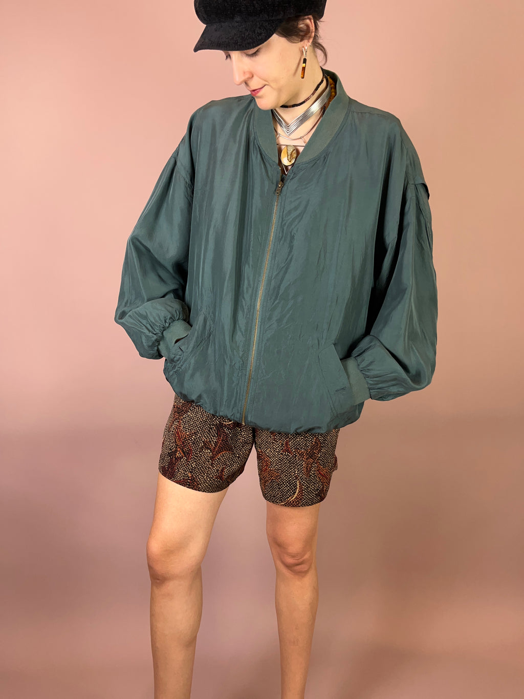 Seidenbomber Oversized Petrol Gr. XL