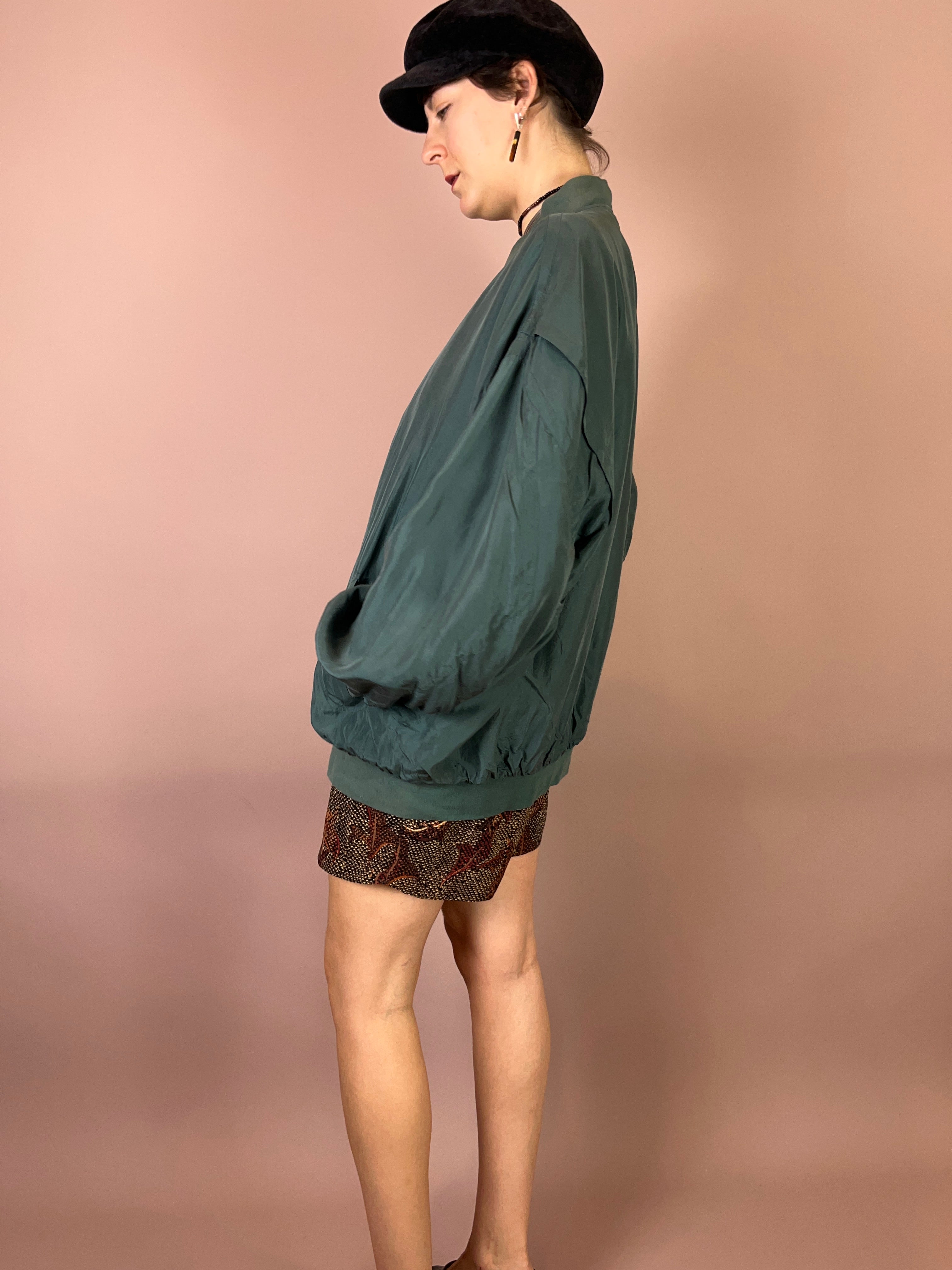 Seidenbomber Oversized Petrol Gr. XL