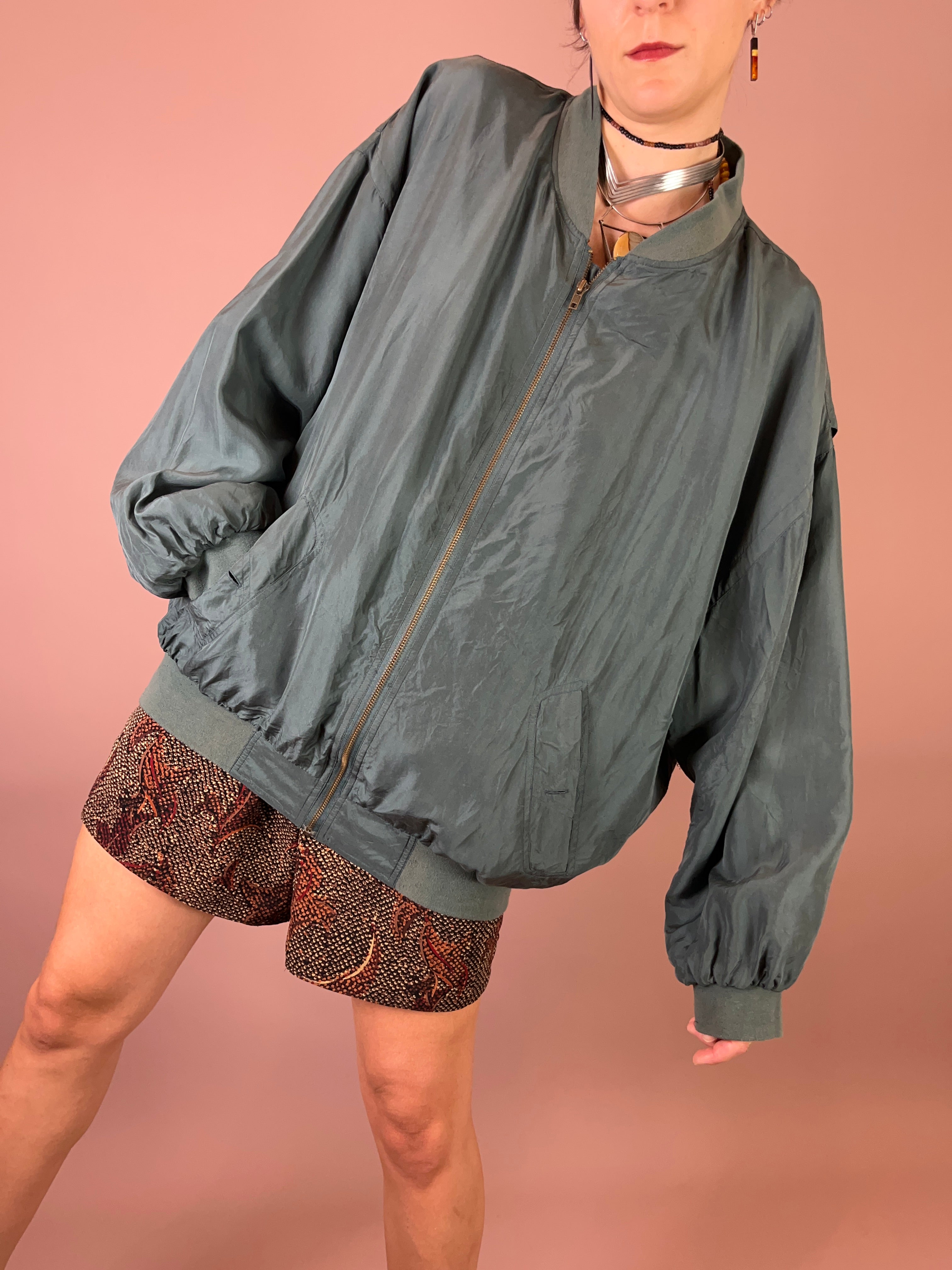 Seidenbomber Oversized Petrol Gr. XL