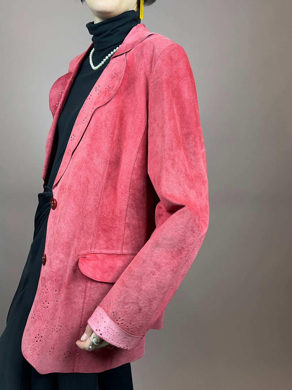 Wildlederjacke Pink Gelöchert Gr. 42/44