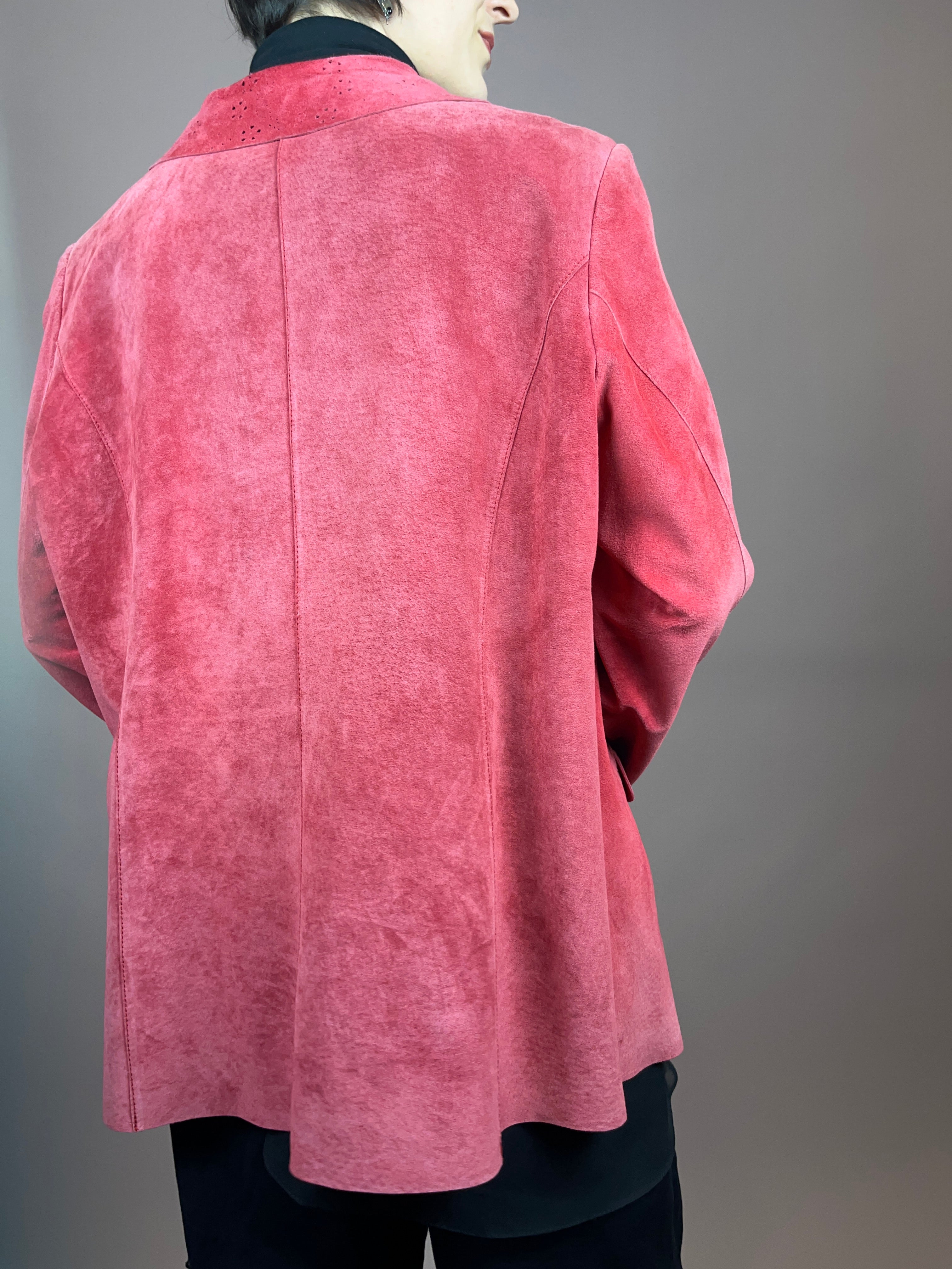Wildlederjacke Pink Gelöchert Gr. 42/44