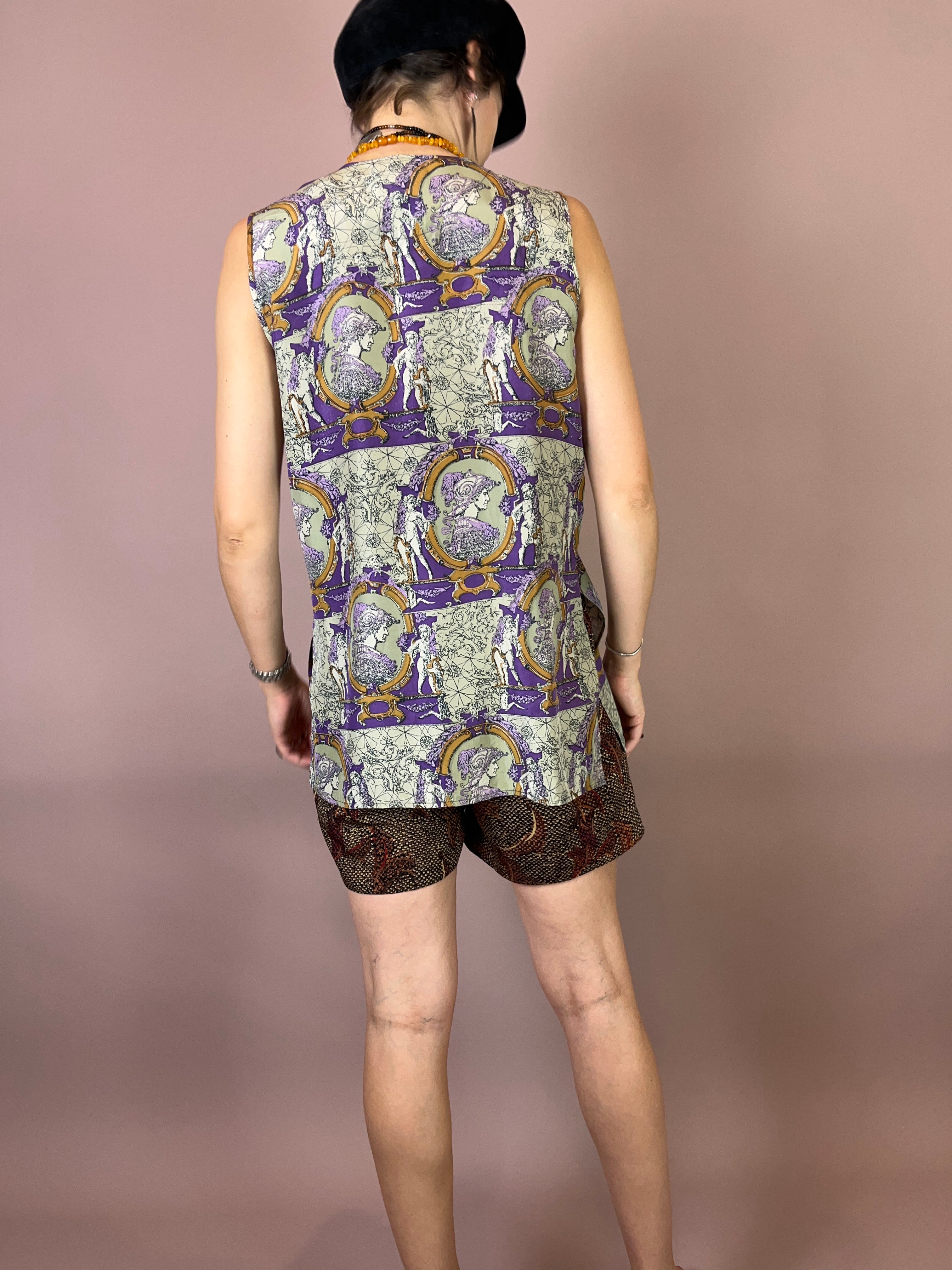 Seidenbluse Barock Print Lila Gold Gr. 38