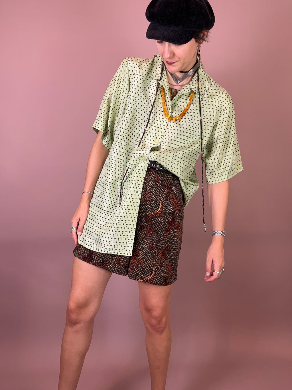 Seidenbluse Mint Muster Gr. 42/44