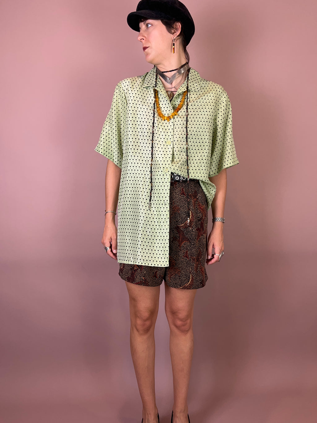 Seidenbluse Mint Muster Gr. 42/44
