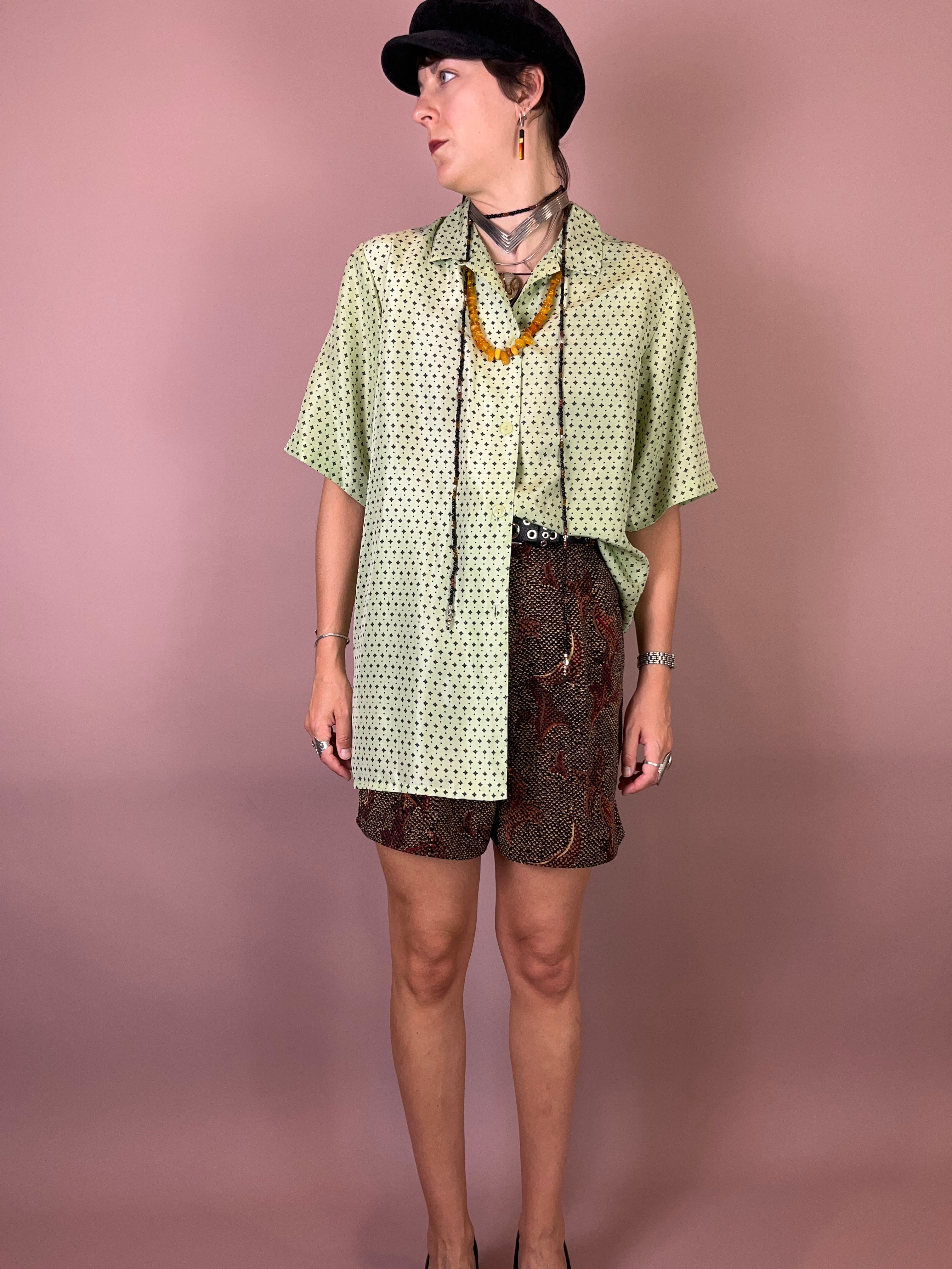 Seidenbluse Mint Muster Gr. 42/44