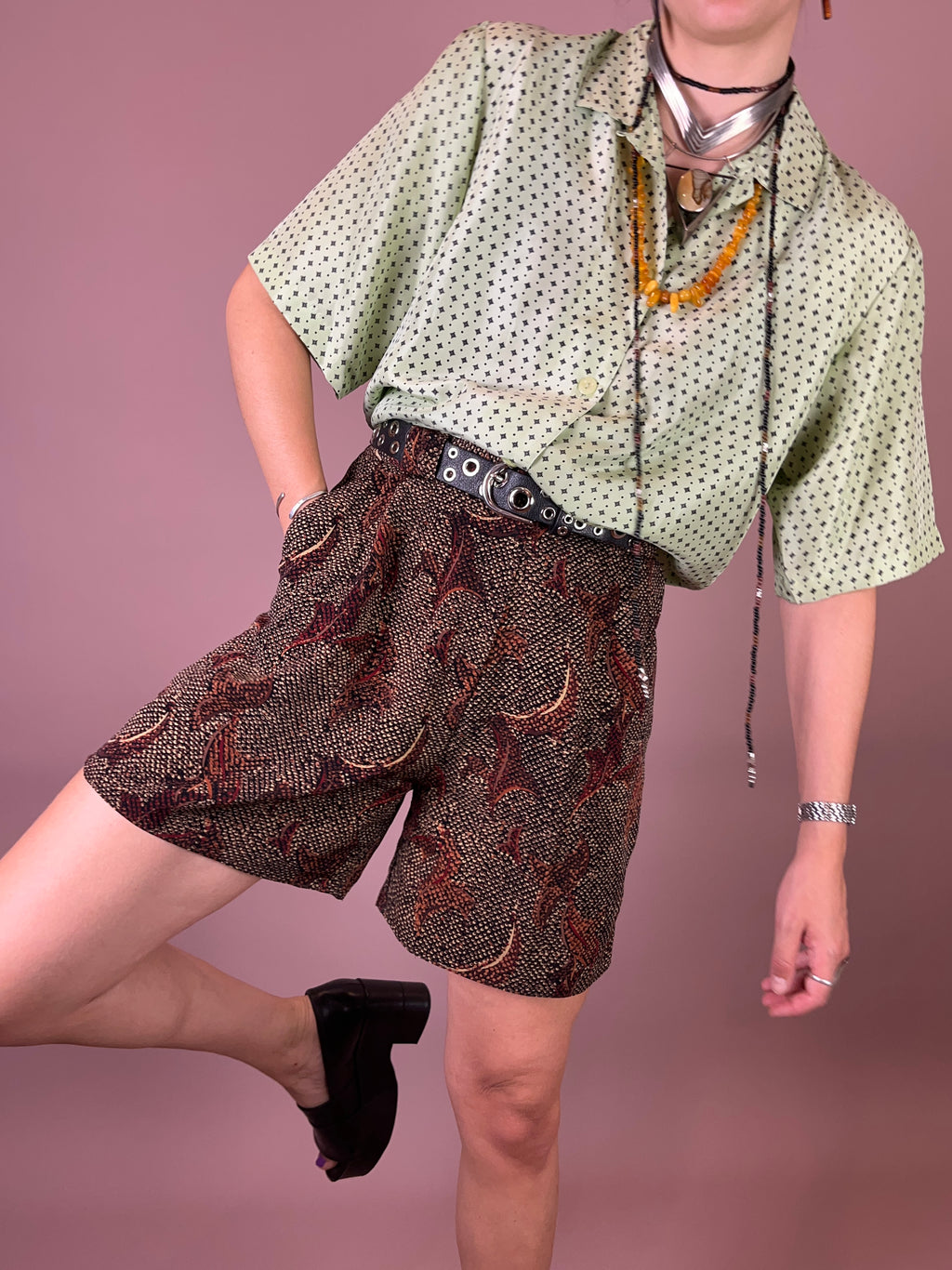 Seidenbluse Mint Muster Gr. 42/44