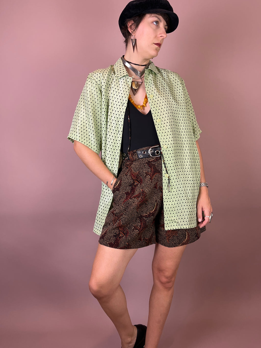 Seidenbluse Mint Muster Gr. 42/44