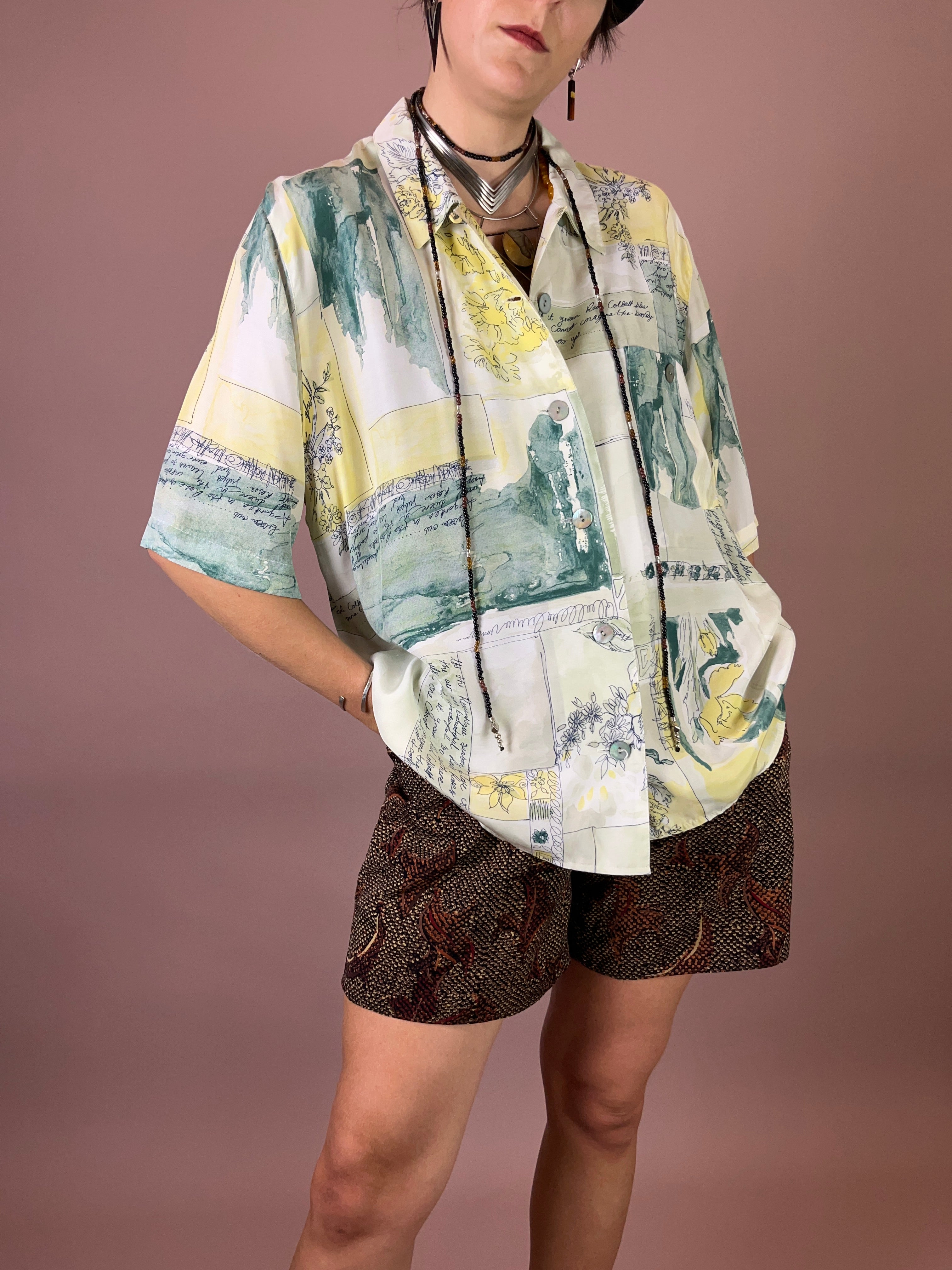 Hemd Bluse Viskose Sommer Gr. 42