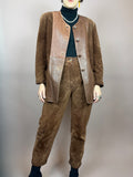 Set Leder Braun Jacke Hose Gr. 36/38