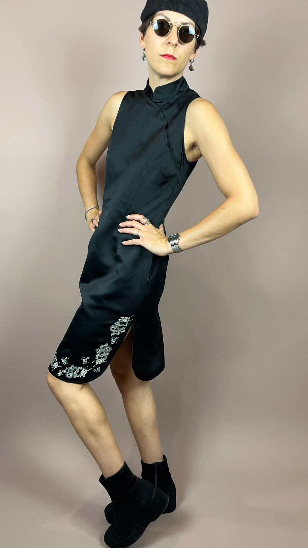 Cheongsam Asia Dress Short Black Gr. 36