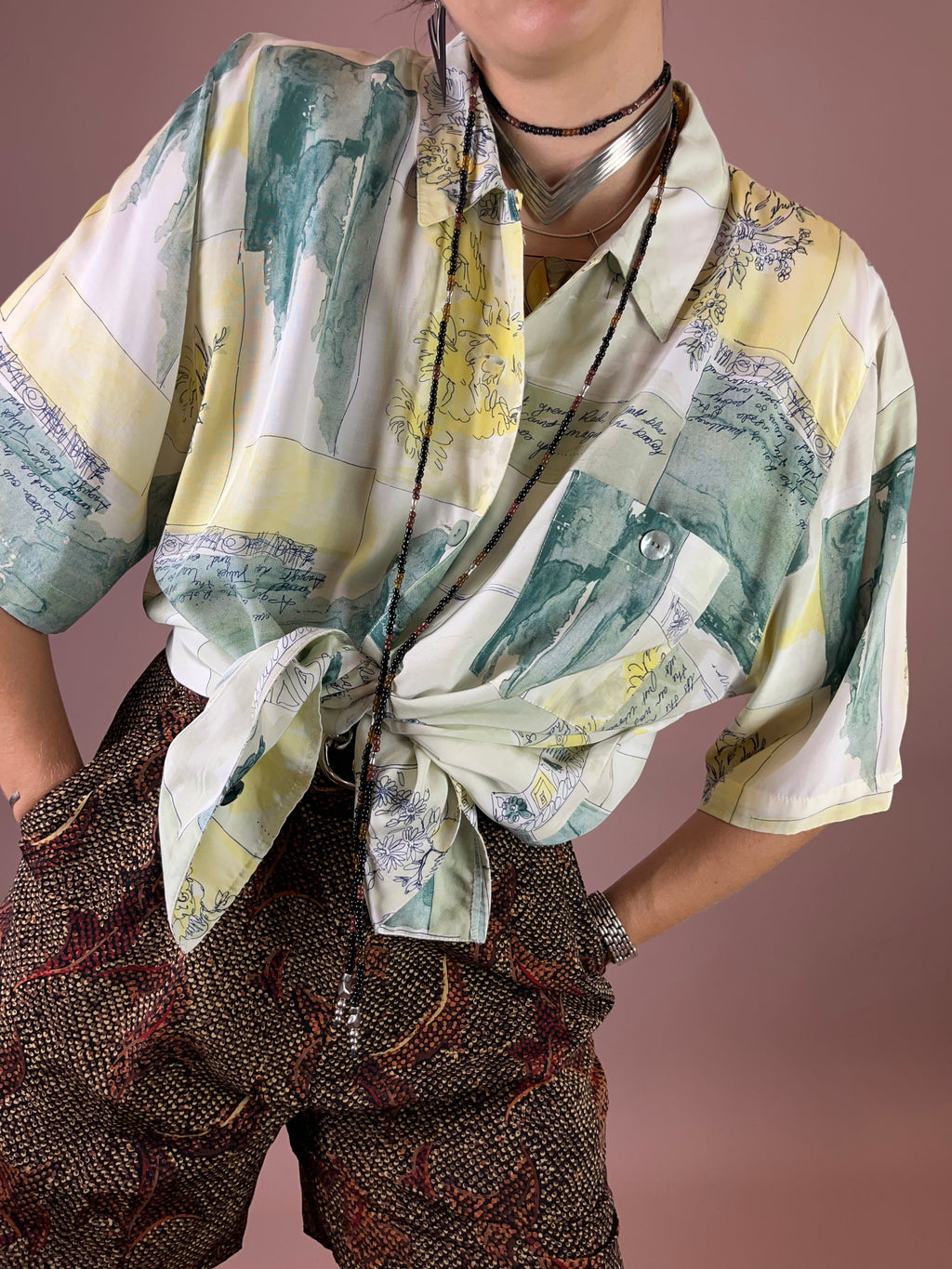 Hemd Bluse Viskose Sommer Gr. 42