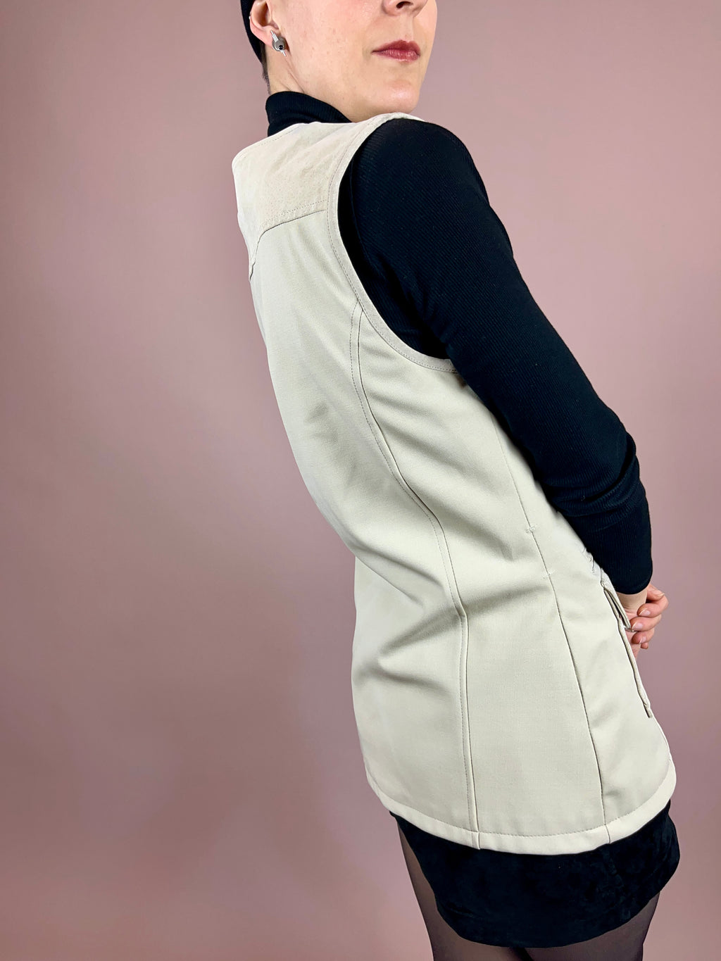 Vest Leather Suede Creme Gr. 36
