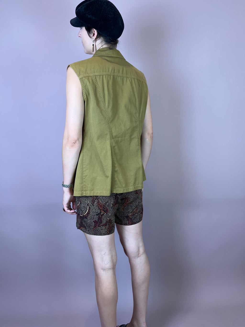 Jeansweste Khaki Senf Zipper Gr. 38