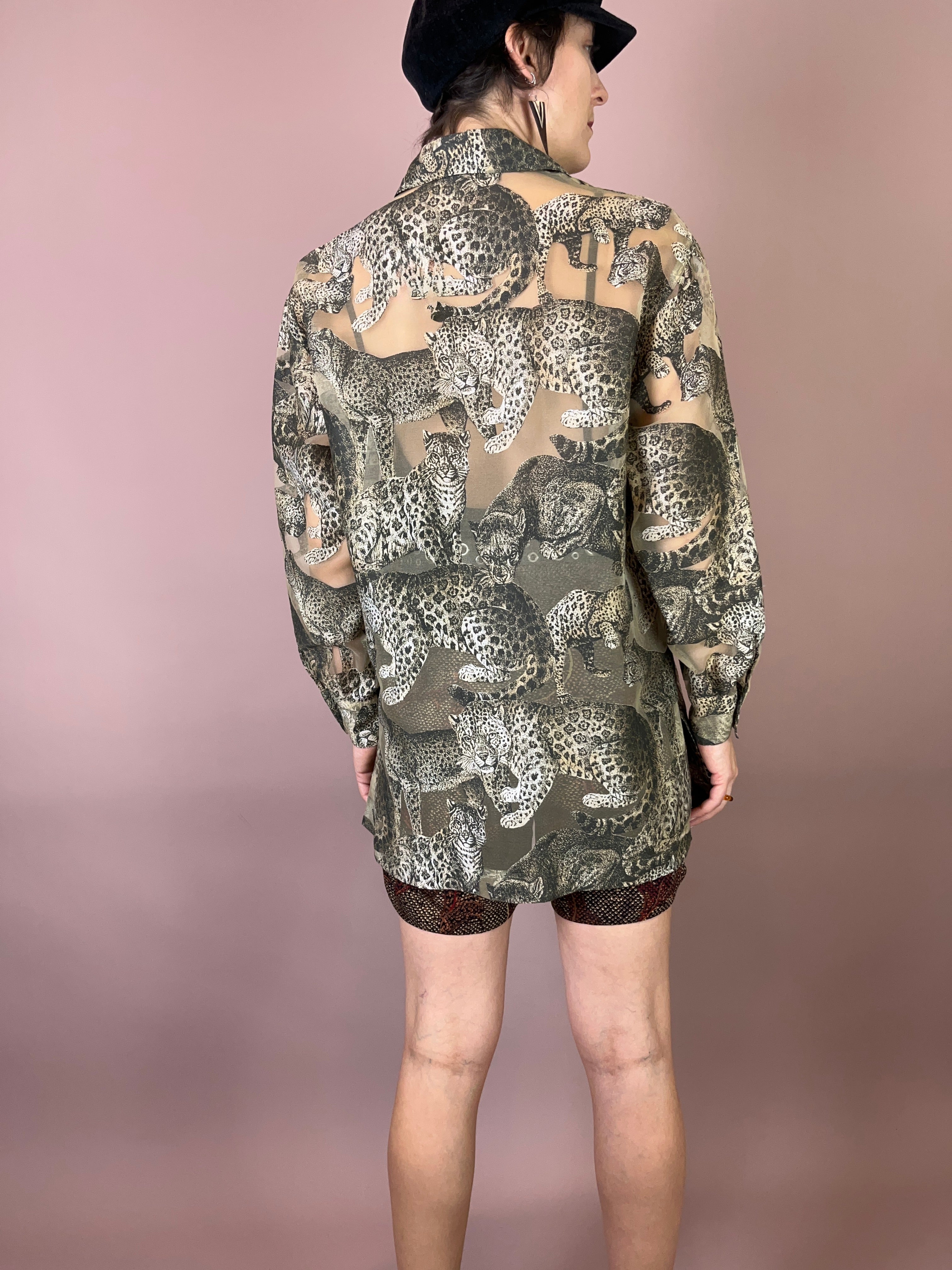 Bluse Leinen Leopard Gr. 38