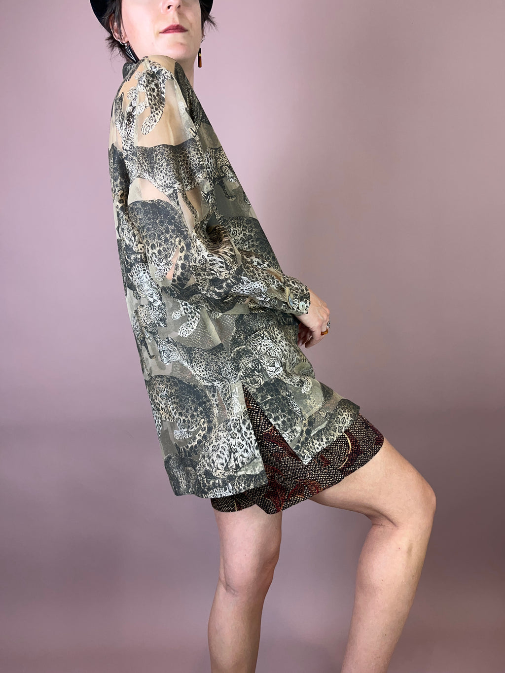Bluse Leinen Leopard Gr. 38