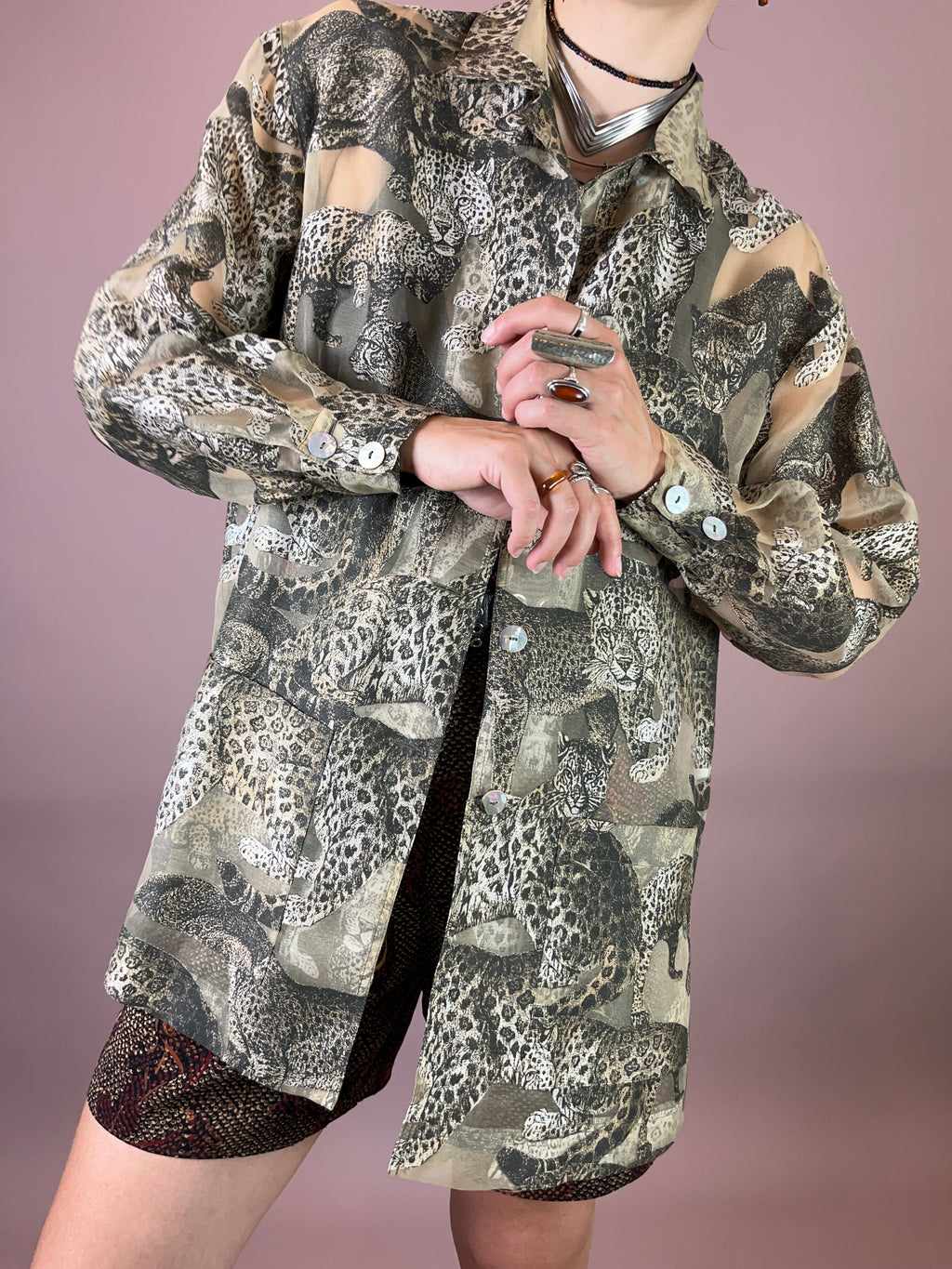 Bluse Leinen Leopard Gr. 38