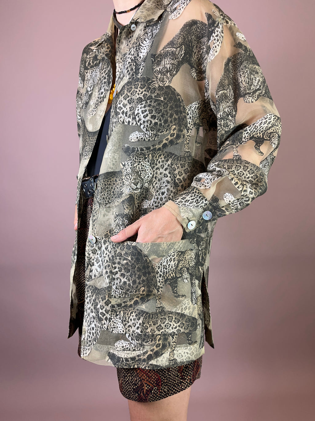 Bluse Leinen Leopard Gr. 38
