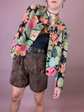 Blazer Jacke Blumen Wolle Gr. 40