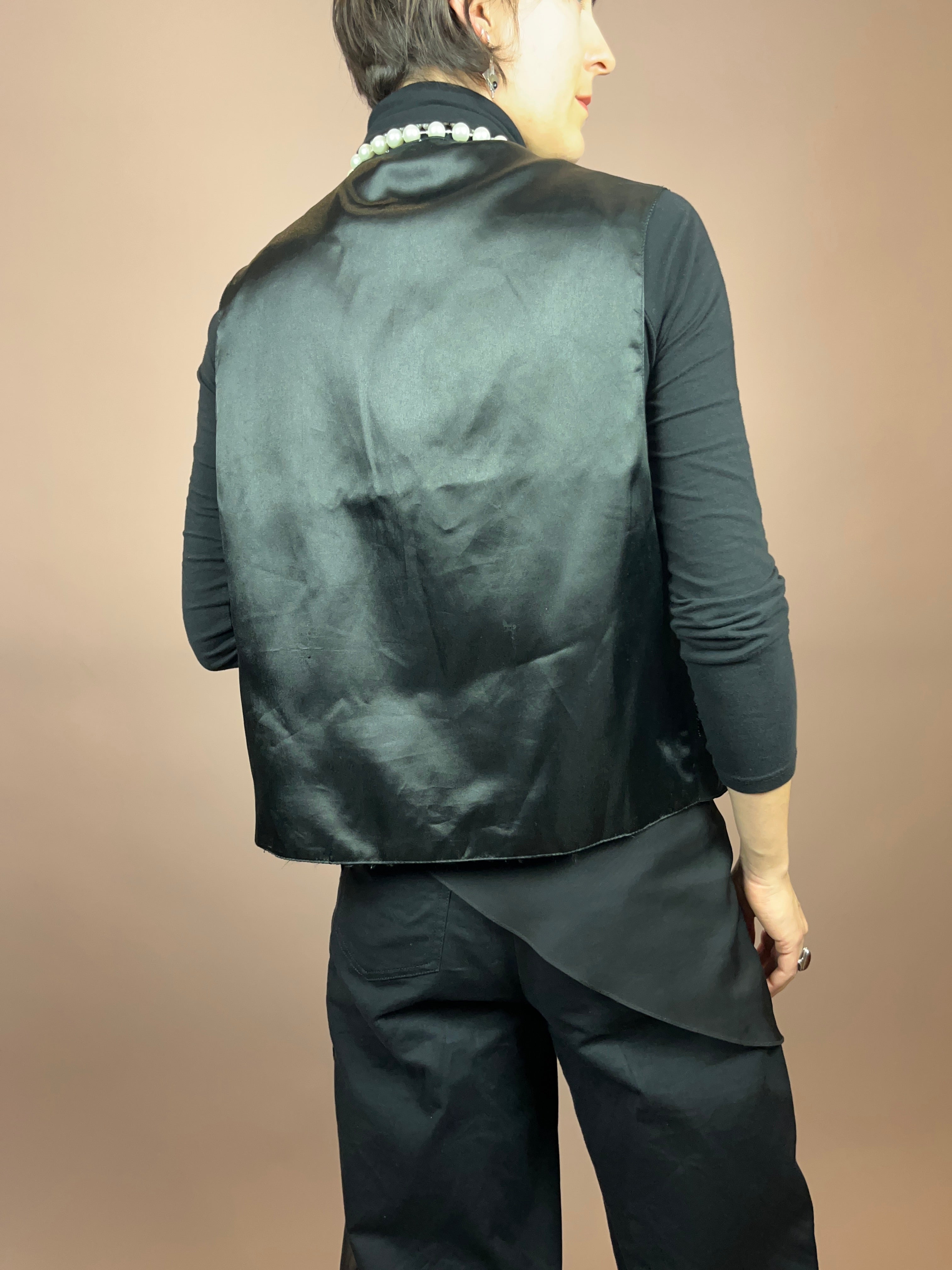 Weste Schwarz Perlen Pailletten Gr. 38/40