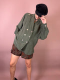 Blazer Bluse Seidig Khaki Gr. 38