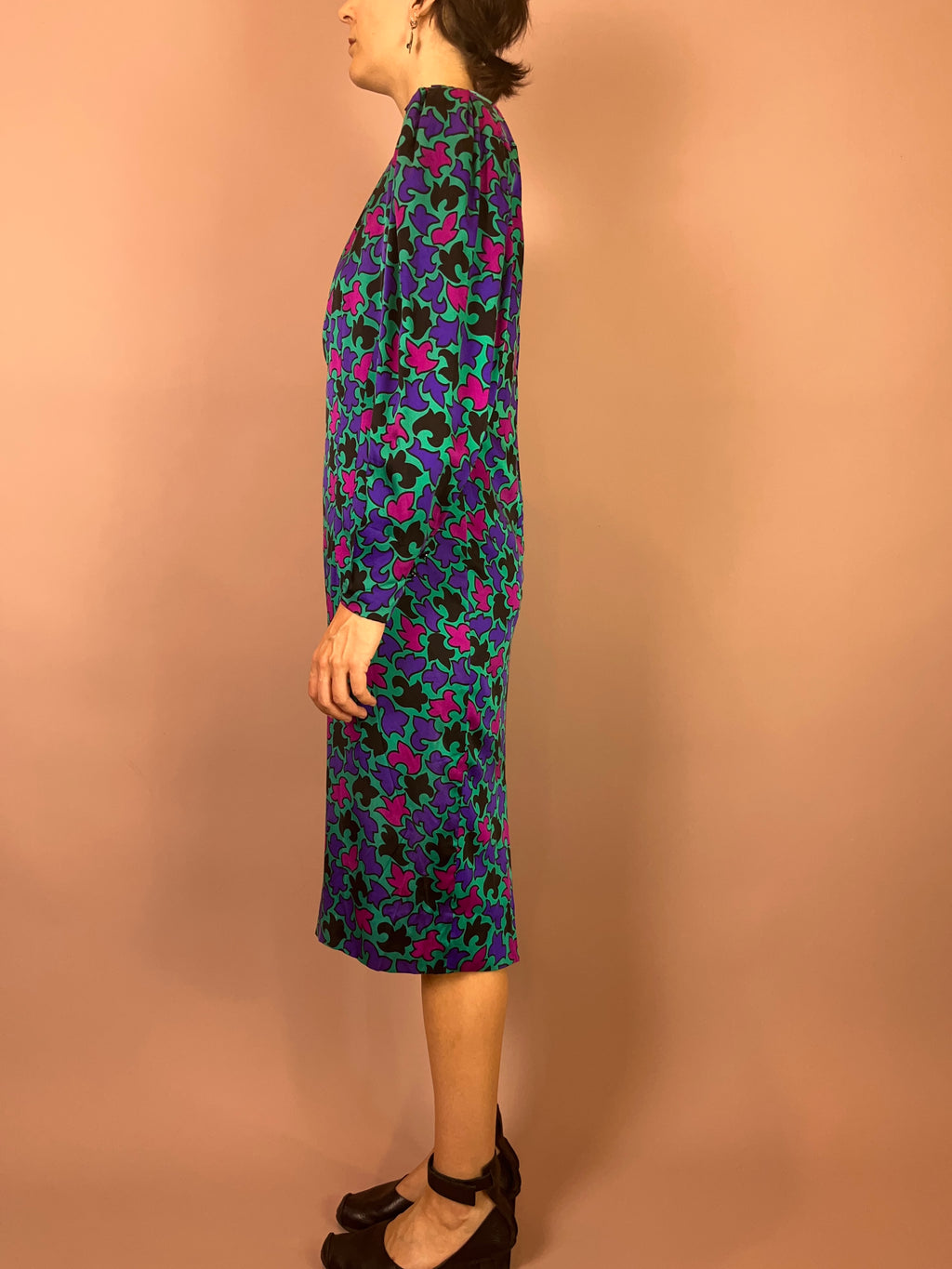 Seidenkleid Puffärmel Türkis Gr. 36