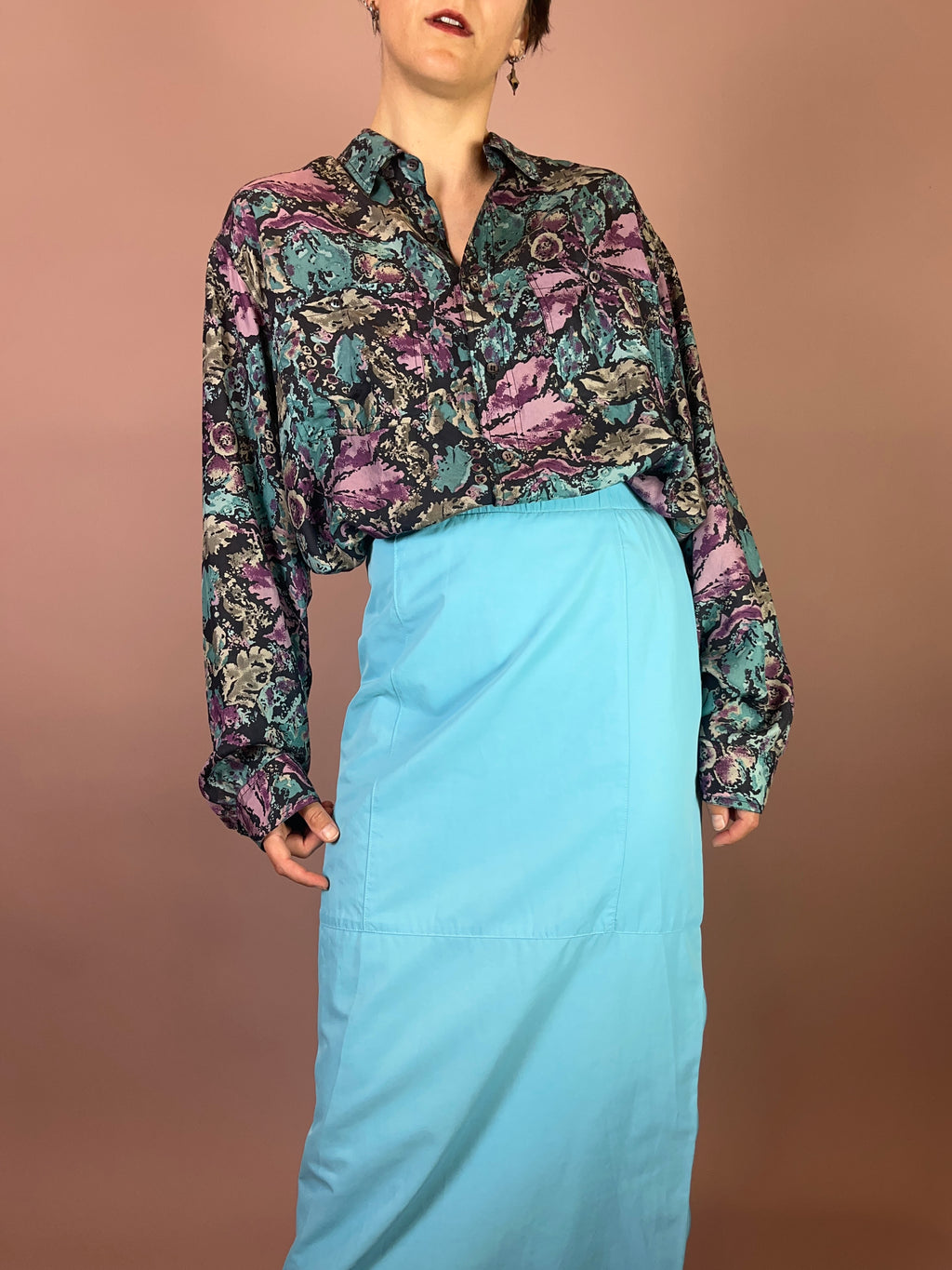 Seidenhemd Blumen Gr. XL