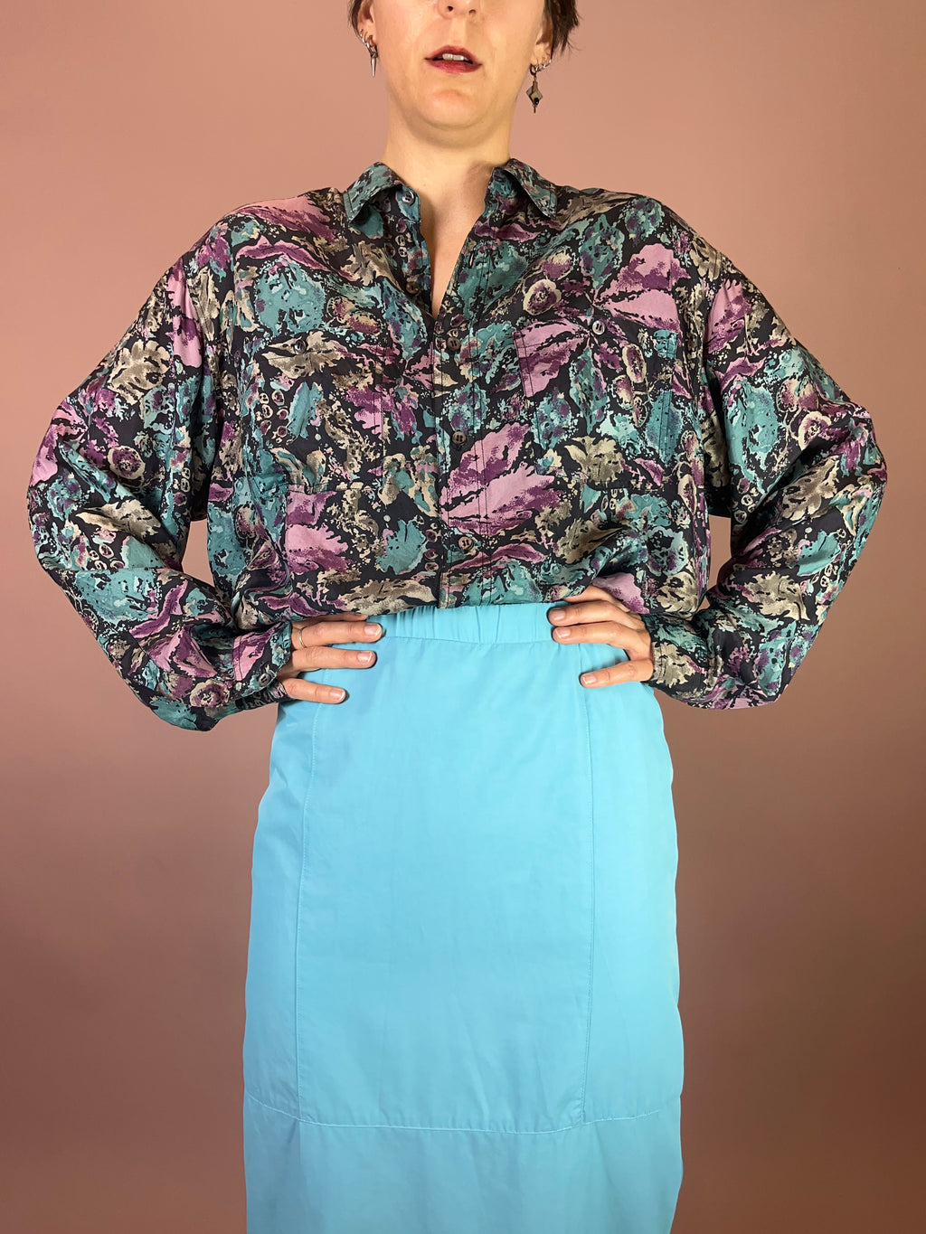 Seidenhemd Blumen Gr. XL