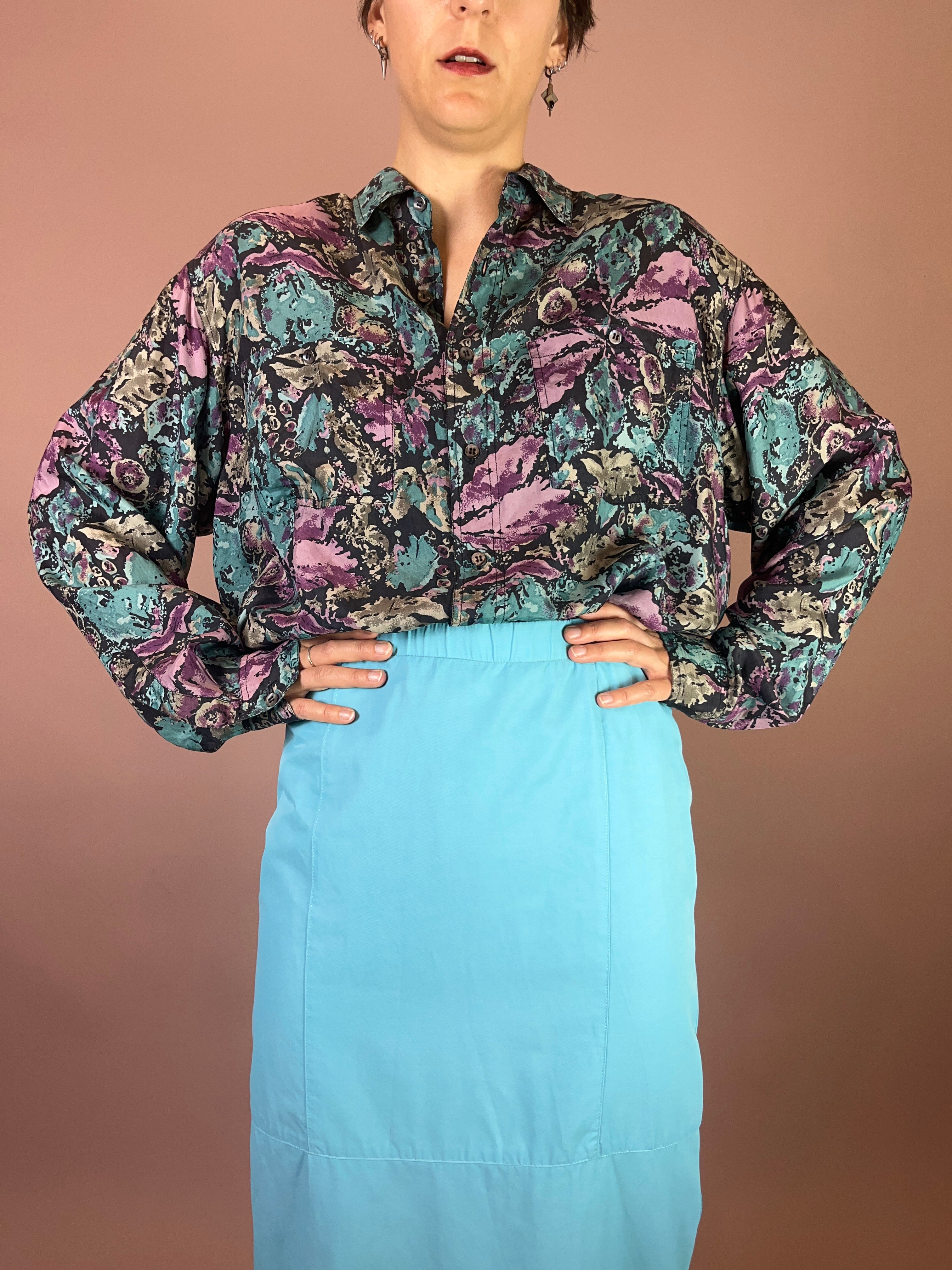 Seidenhemd Blumen Gr. XL