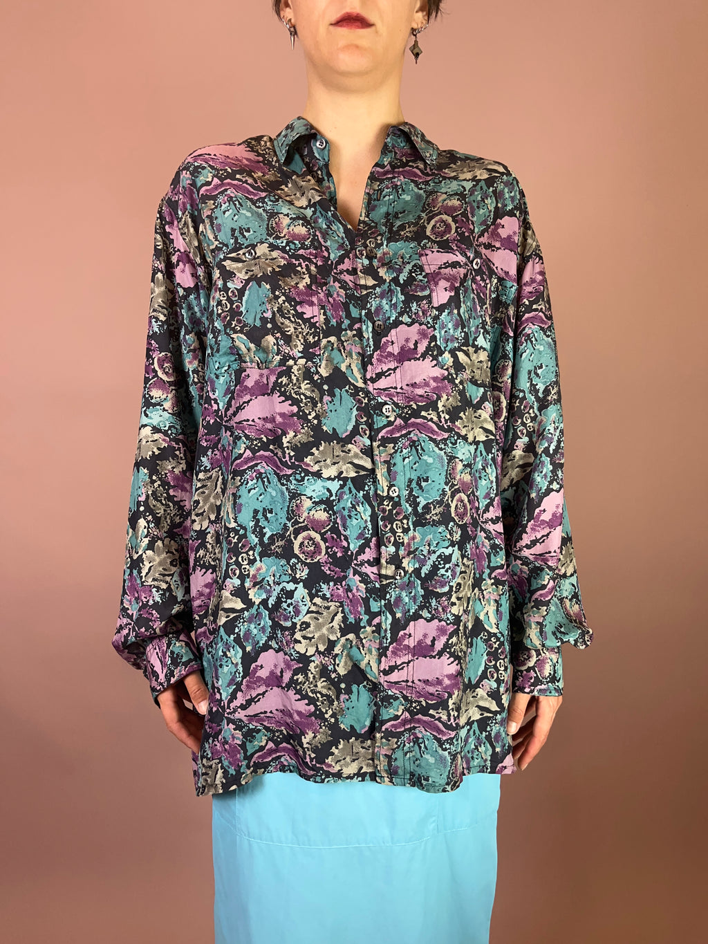 Seidenhemd Blumen Gr. XL