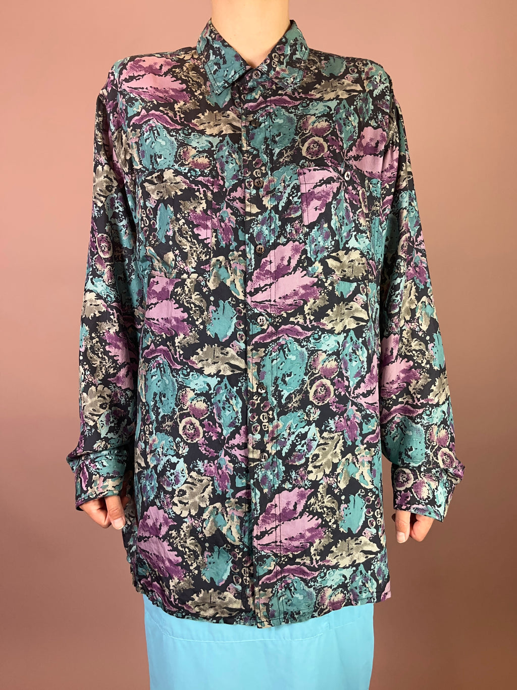 Seidenhemd Blumen Gr. XL