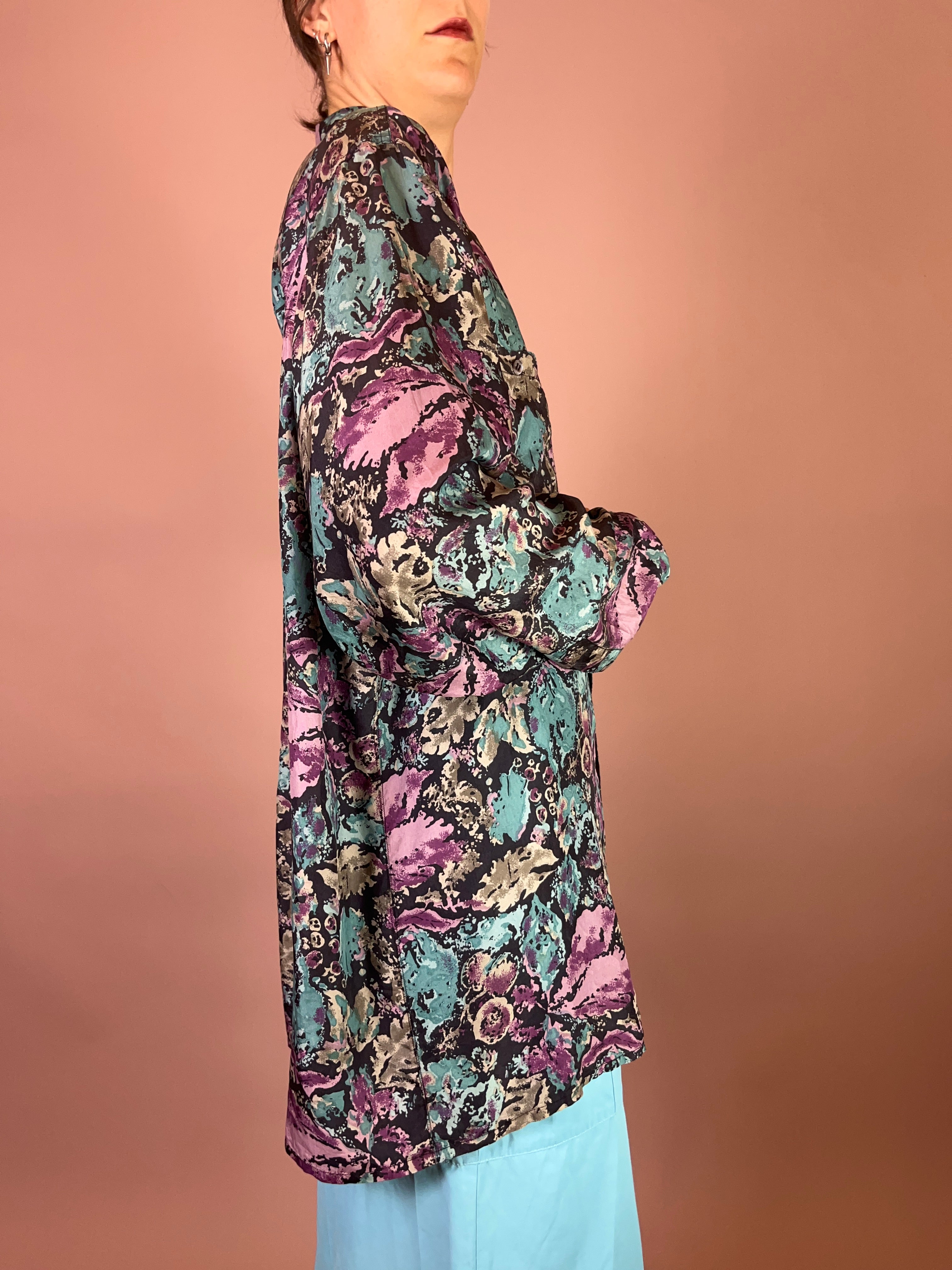 Seidenhemd Blumen Gr. XL
