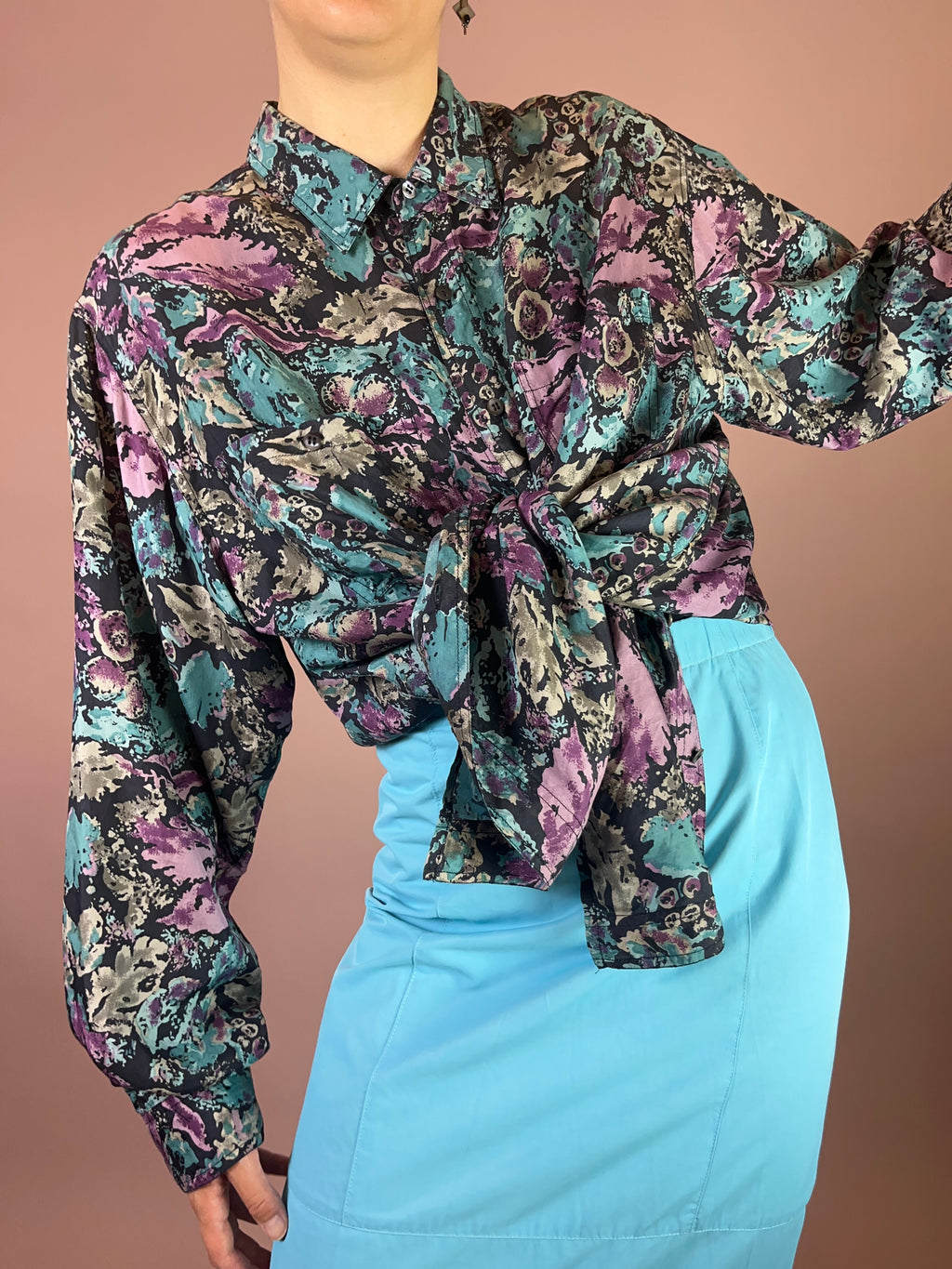 Seidenhemd Blumen Gr. XL
