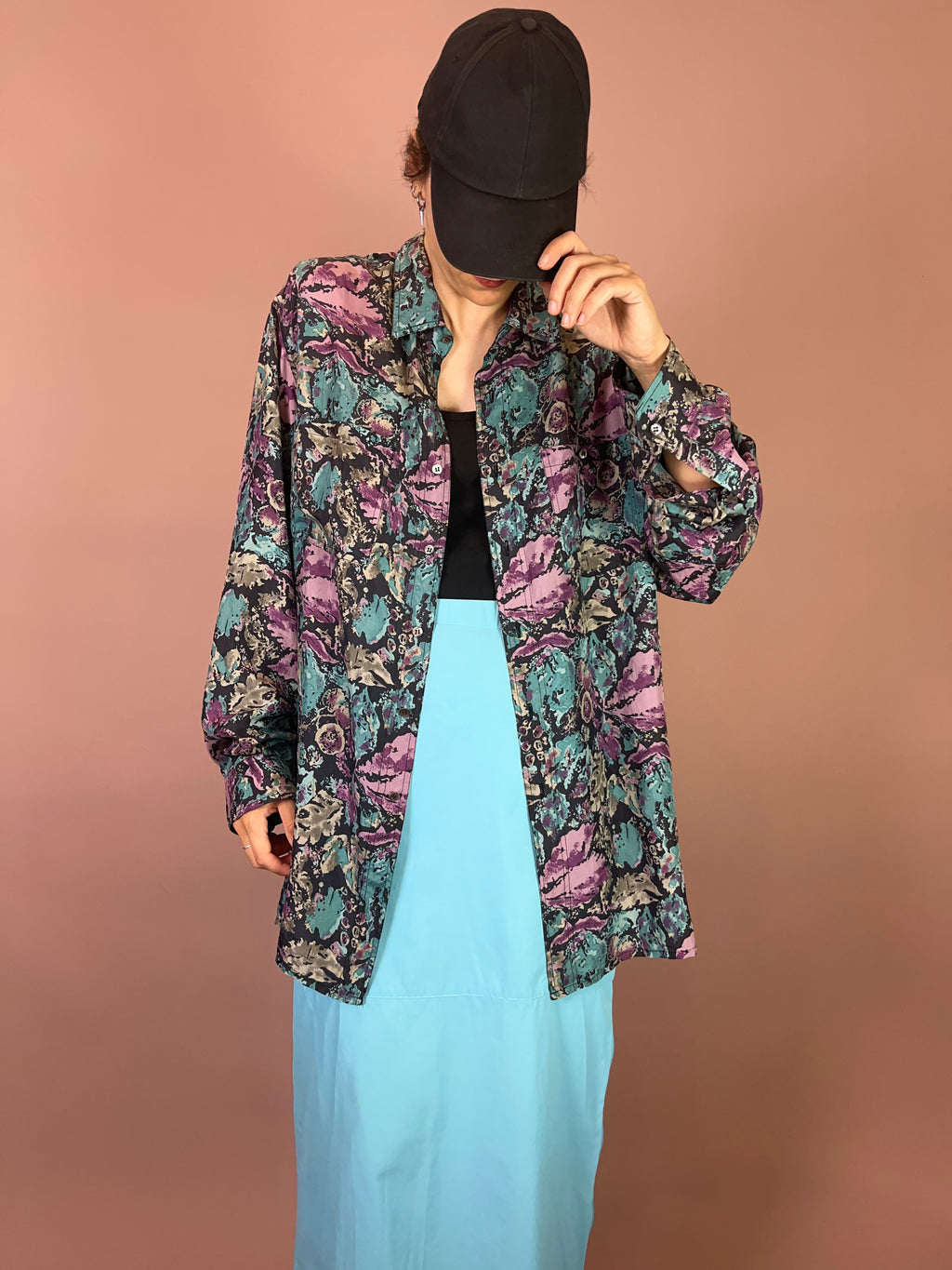 Seidenhemd Blumen Gr. XL