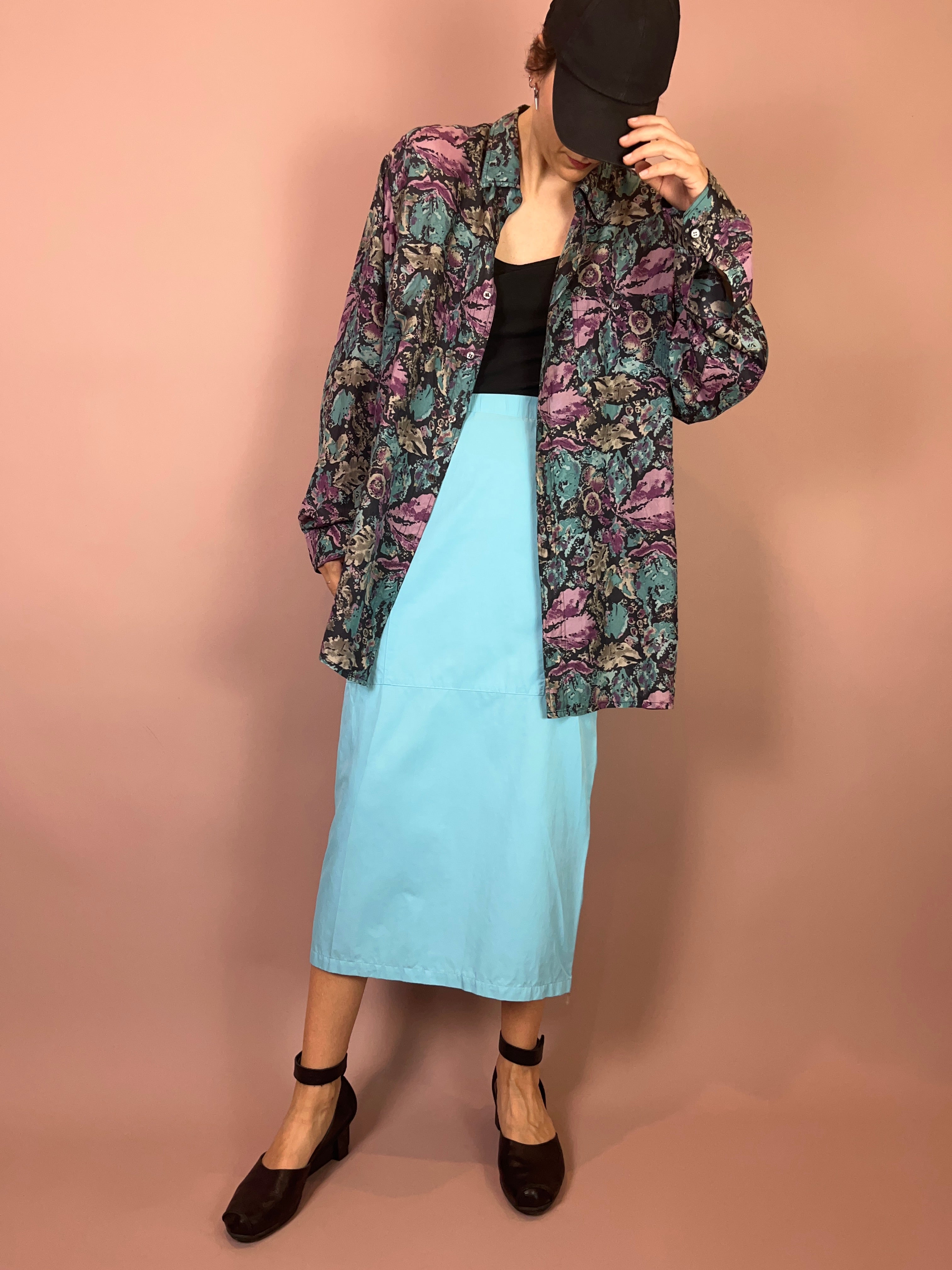 Seidenhemd Blumen Gr. XL