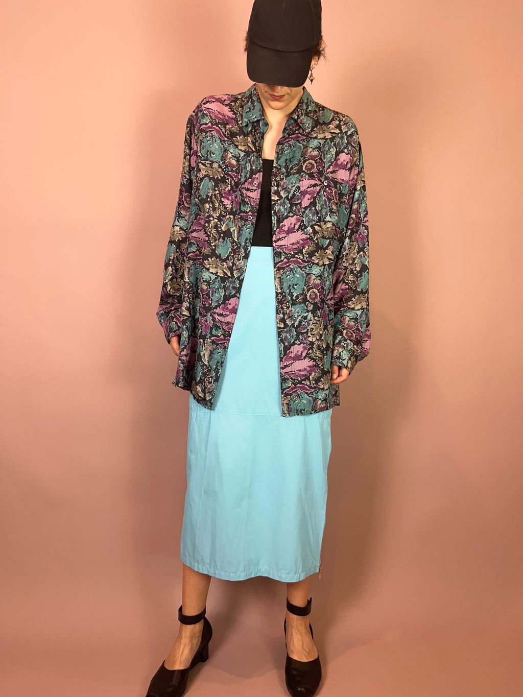 Seidenhemd Blumen Gr. XL