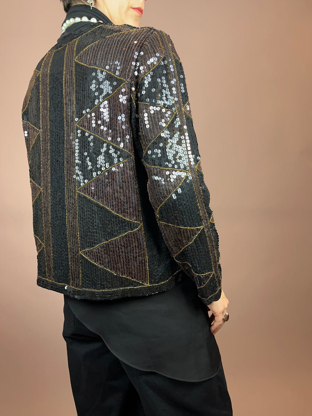 Paillettenjacke Schwarz Bronze Gr. 38