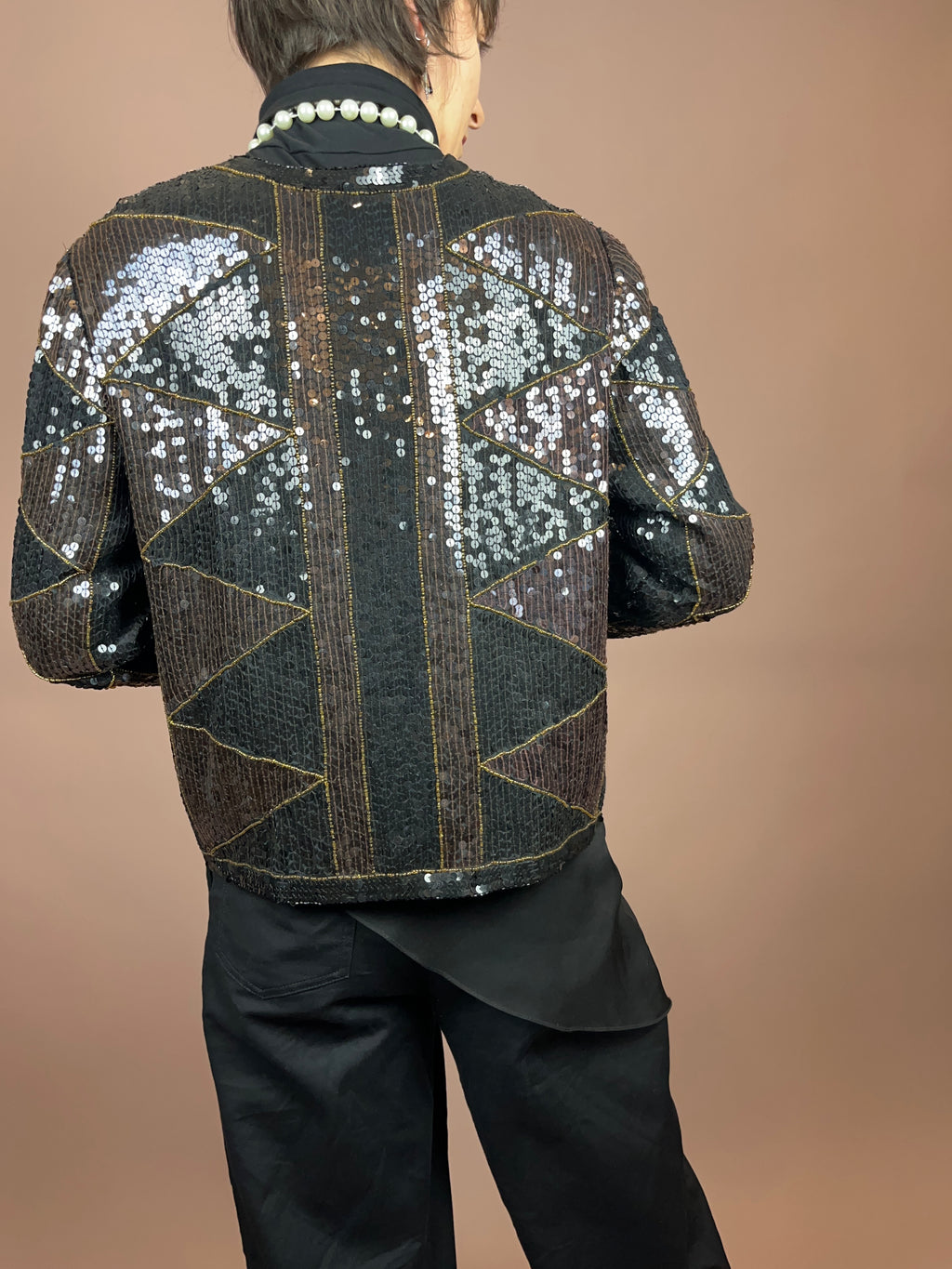 Paillettenjacke Schwarz Bronze Gr. 38