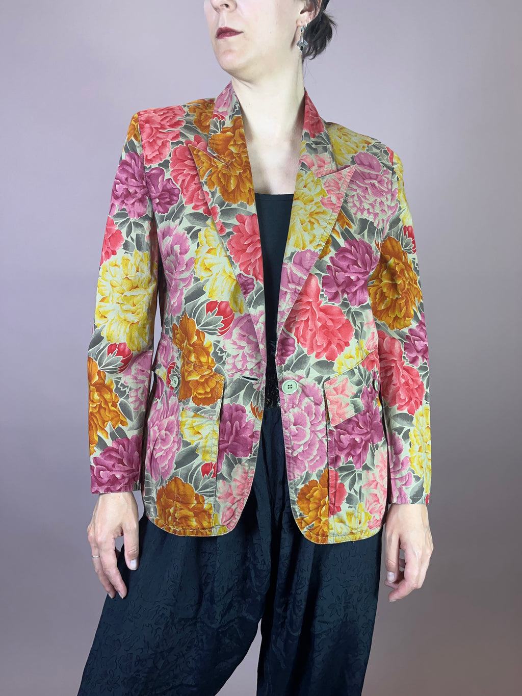 Blazer Blumen Print Baumwolle Gr. 38