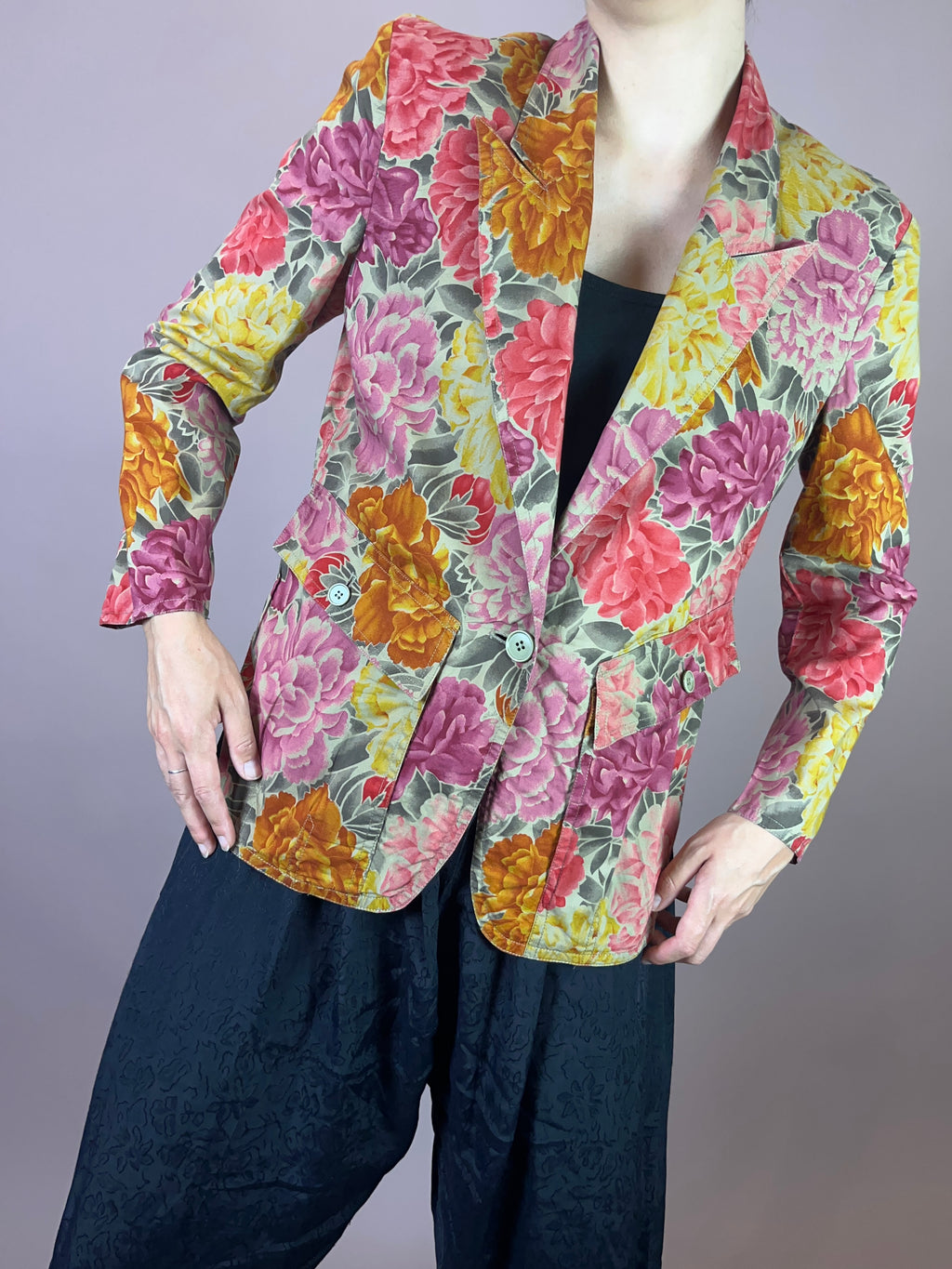 Blazer Blumen Print Baumwolle Gr. 38